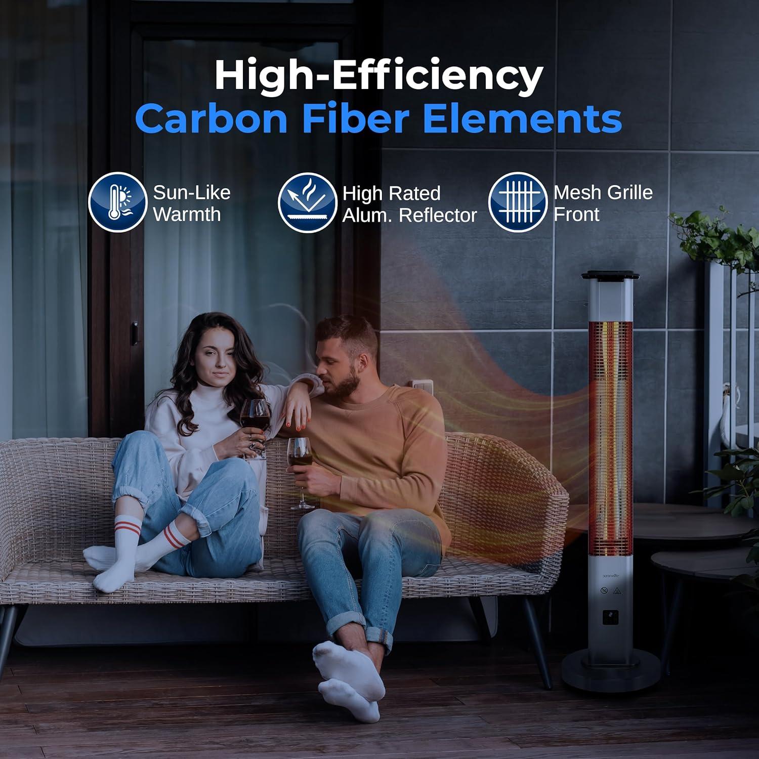 Calentador de Patio Eléctrico SereneLife 1500W IP65 120cm