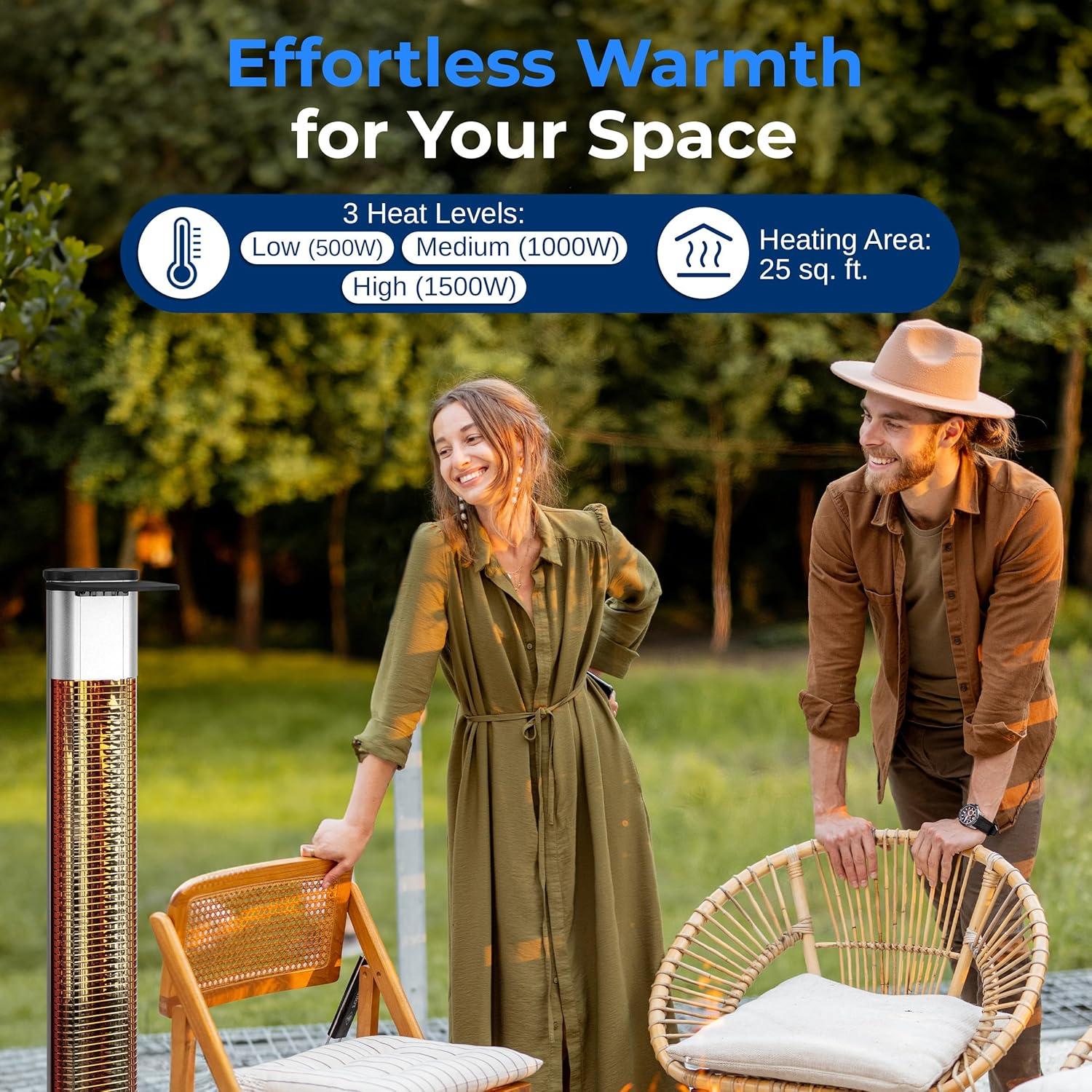 Calentador de Patio Eléctrico SereneLife 1500W IP65 120cm