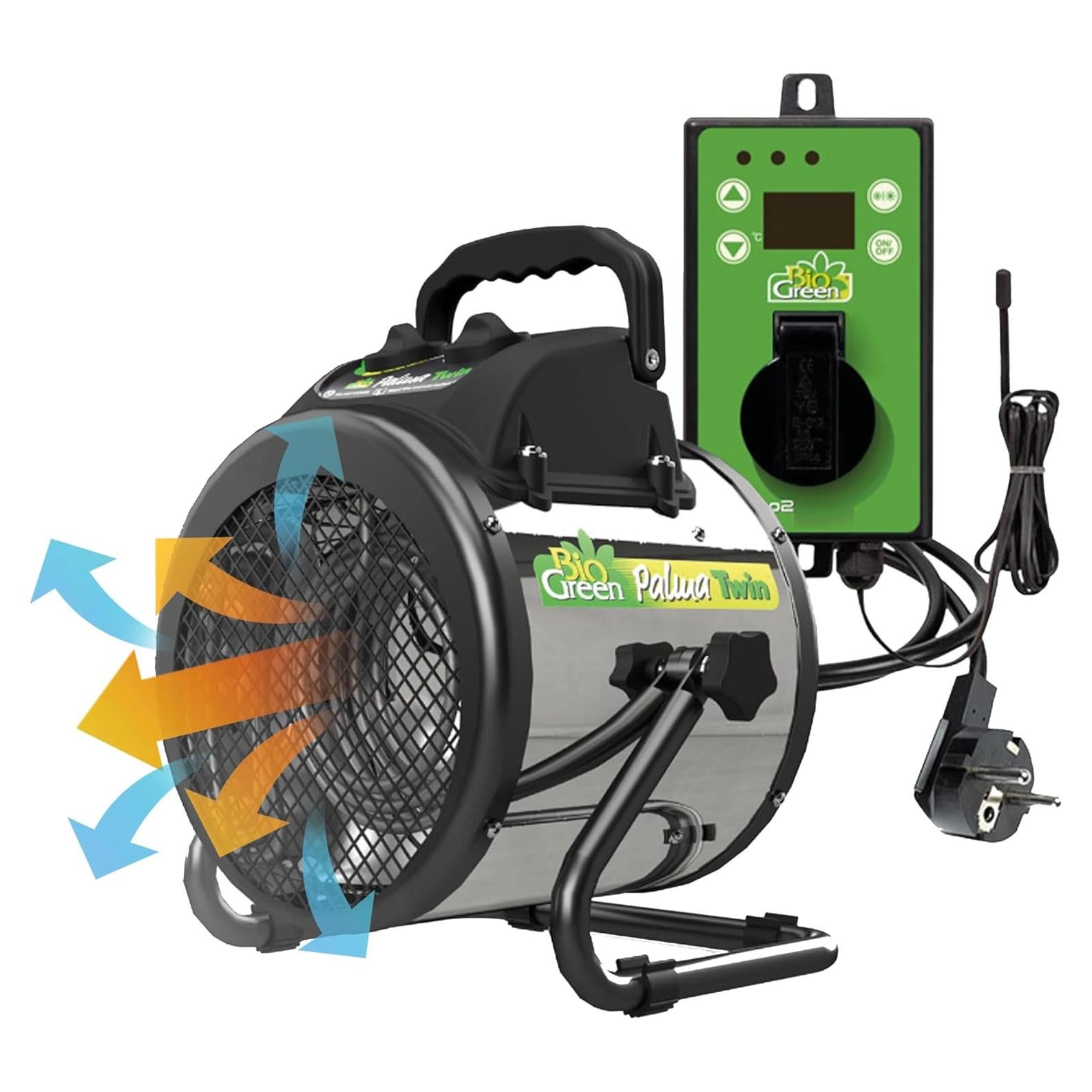 PAL 2.0/USDT Palma Greenhouse Heater incl. Digital Thermosta, 11 x 8 x 12.5" / 280 x 195 x 315 mm