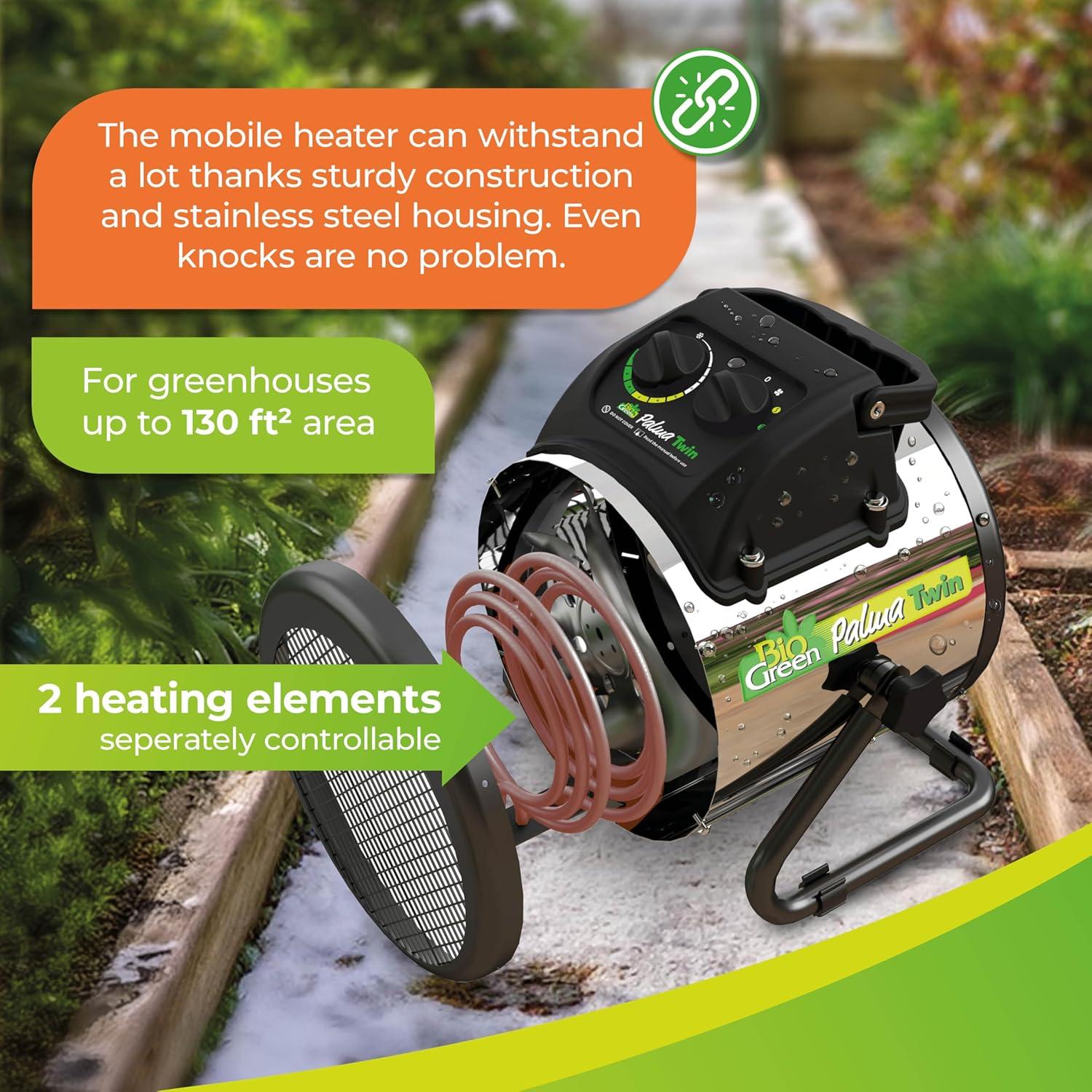 PAL 2.0/USDT Palma Greenhouse Heater incl. Digital Thermosta, 11 x 8 x 12.5" / 280 x 195 x 315 mm