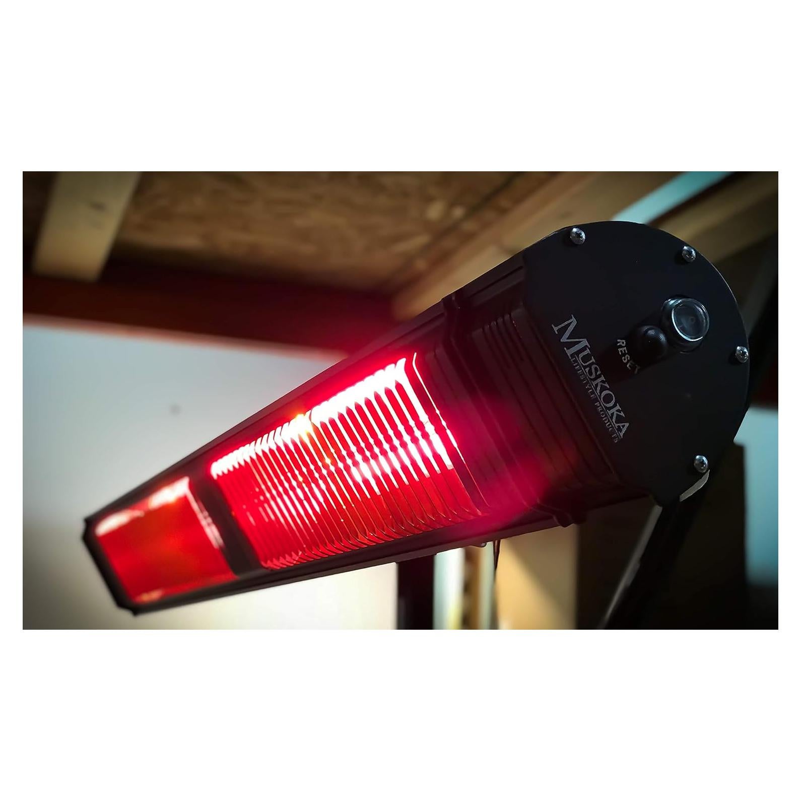 Commercial SunWave 3000 Watt Infrared Patio Heater Tungsten Ultra Quartz Low Glare with Remote control and 3 power levels, 11,028 BTU Max output By Muskoka Lifestyle Products USA Black