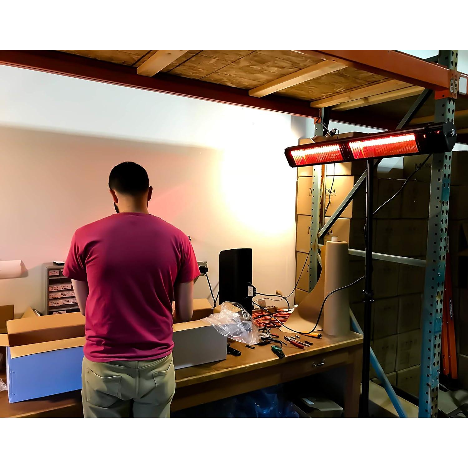 Commercial SunWave 3000 Watt Infrared Patio Heater Tungsten Ultra Quartz Low Glare with Remote control and 3 power levels, 11,028 BTU Max output By Muskoka Lifestyle Products USA Black