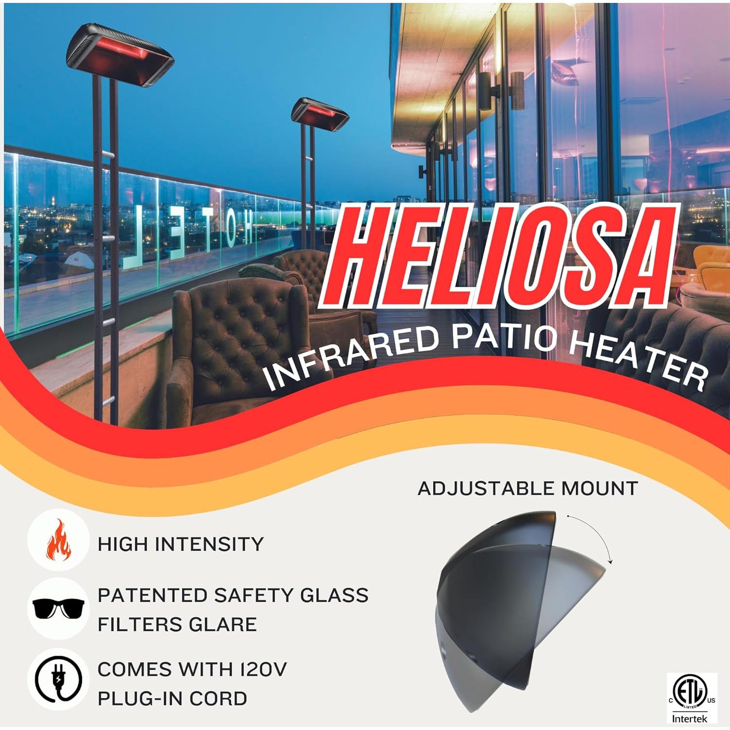 Calentador Eléctrico de Patio Heliosa 66 Negro 1500W IPX5
