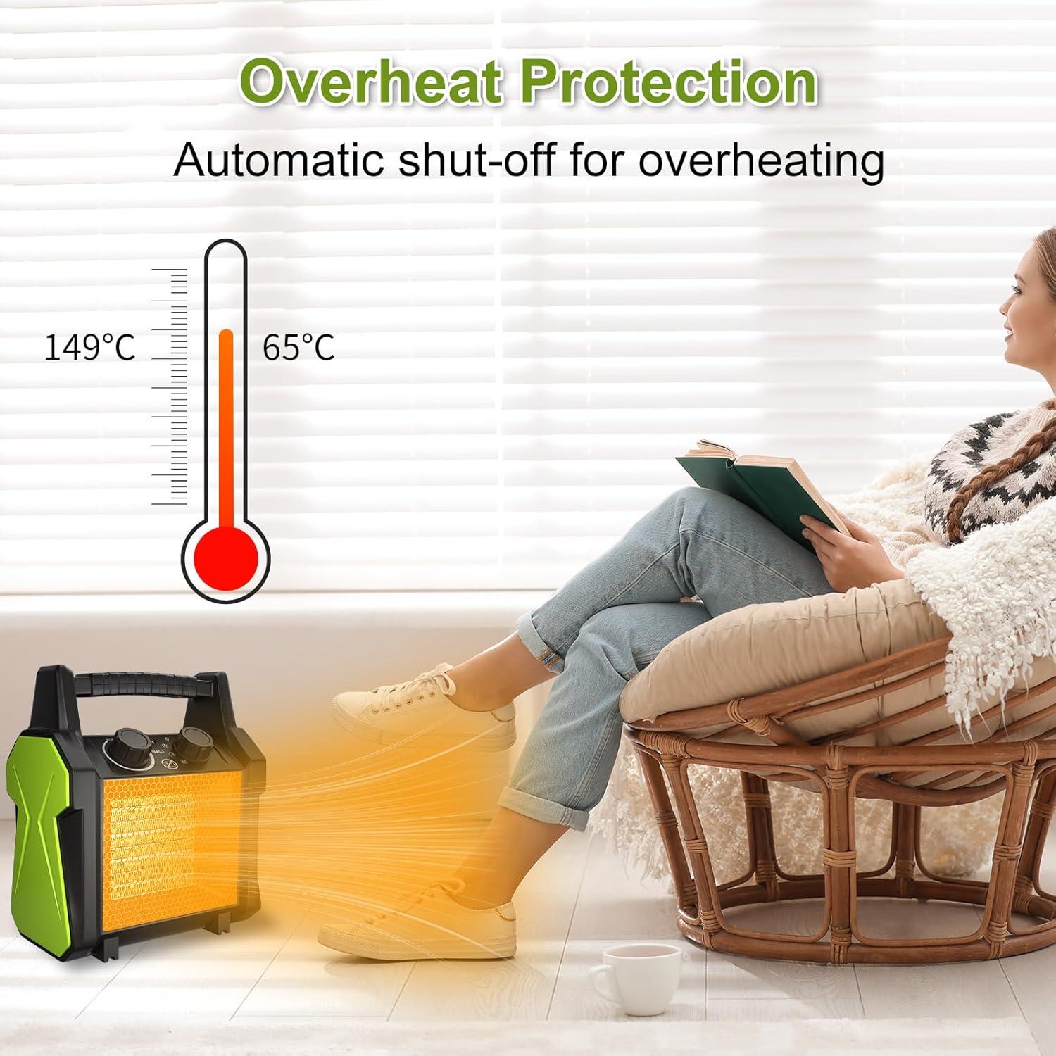 Calentador Eléctrico Gardtech 1500W para Patio y Taller