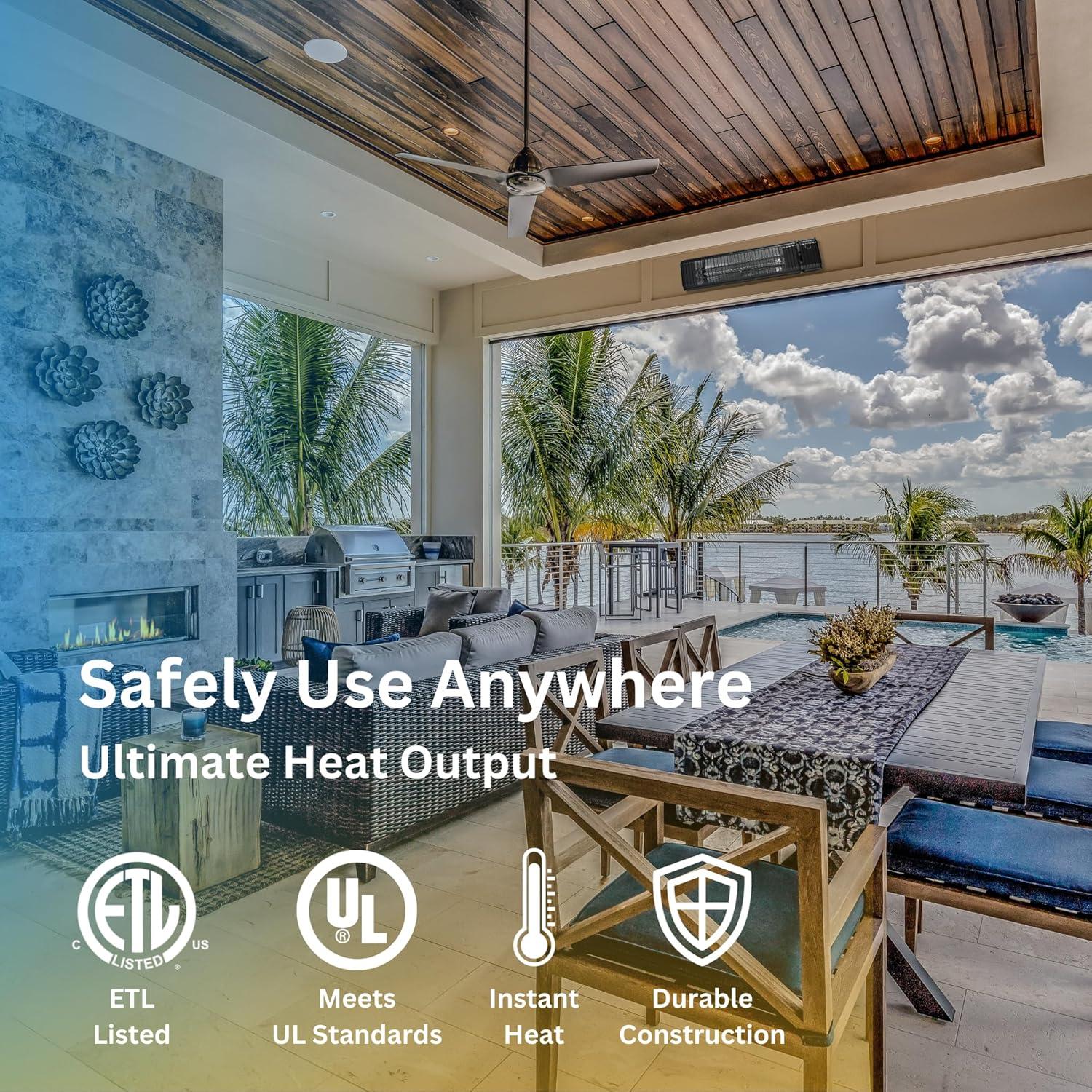 Calentador de Patio Infrarrojo SunWave 1500W con Control Remoto