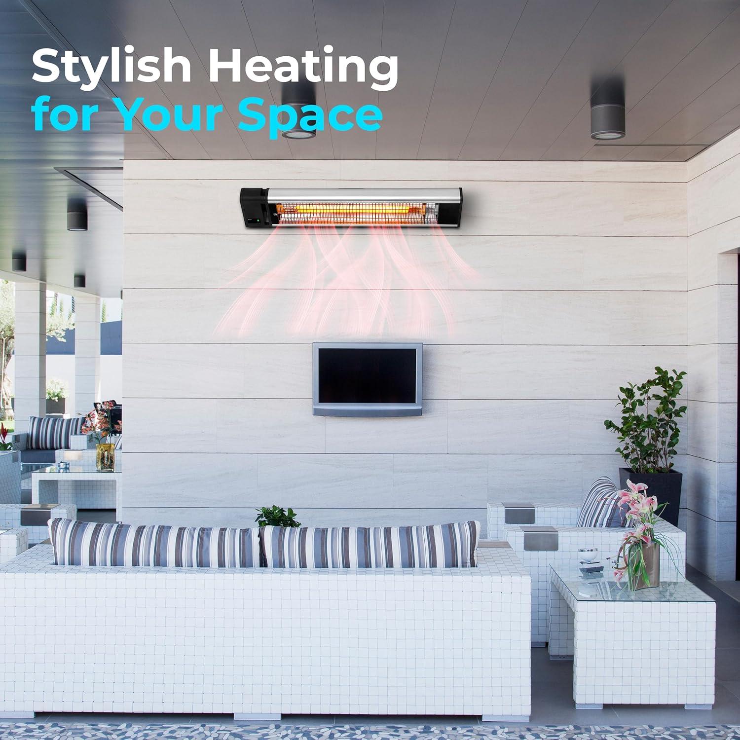 Calentador de Patio Infrarrojo SereneLife 1500W IP65 Montaje Pared