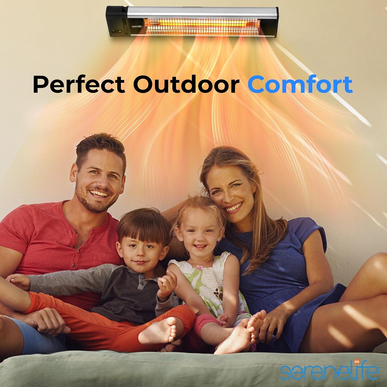 Calentador de Patio Infrarrojo SereneLife 1500W IP65 Montaje Pared