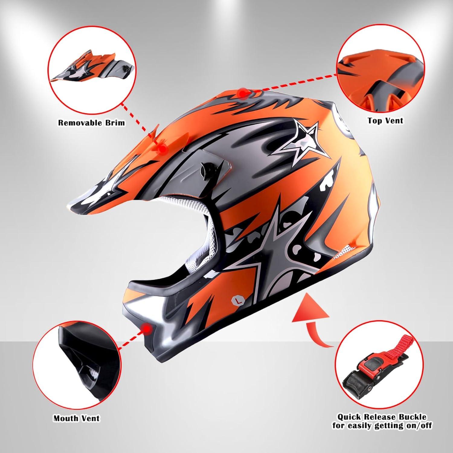 Casco Motocross Kids Power Gear HBOY-K Naranja Mate