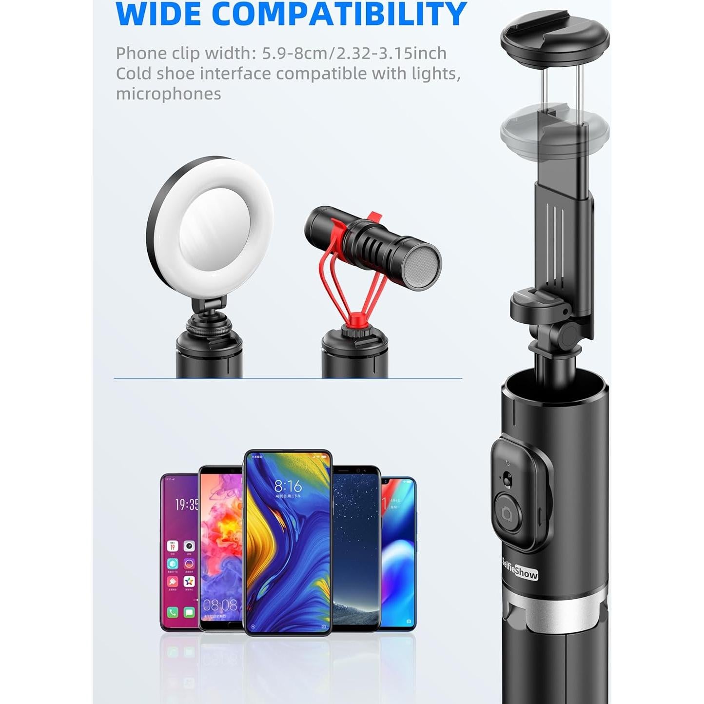 Bastón de Selfie y Trípode SelfieShow 183 cm Aluminio Control Remoto