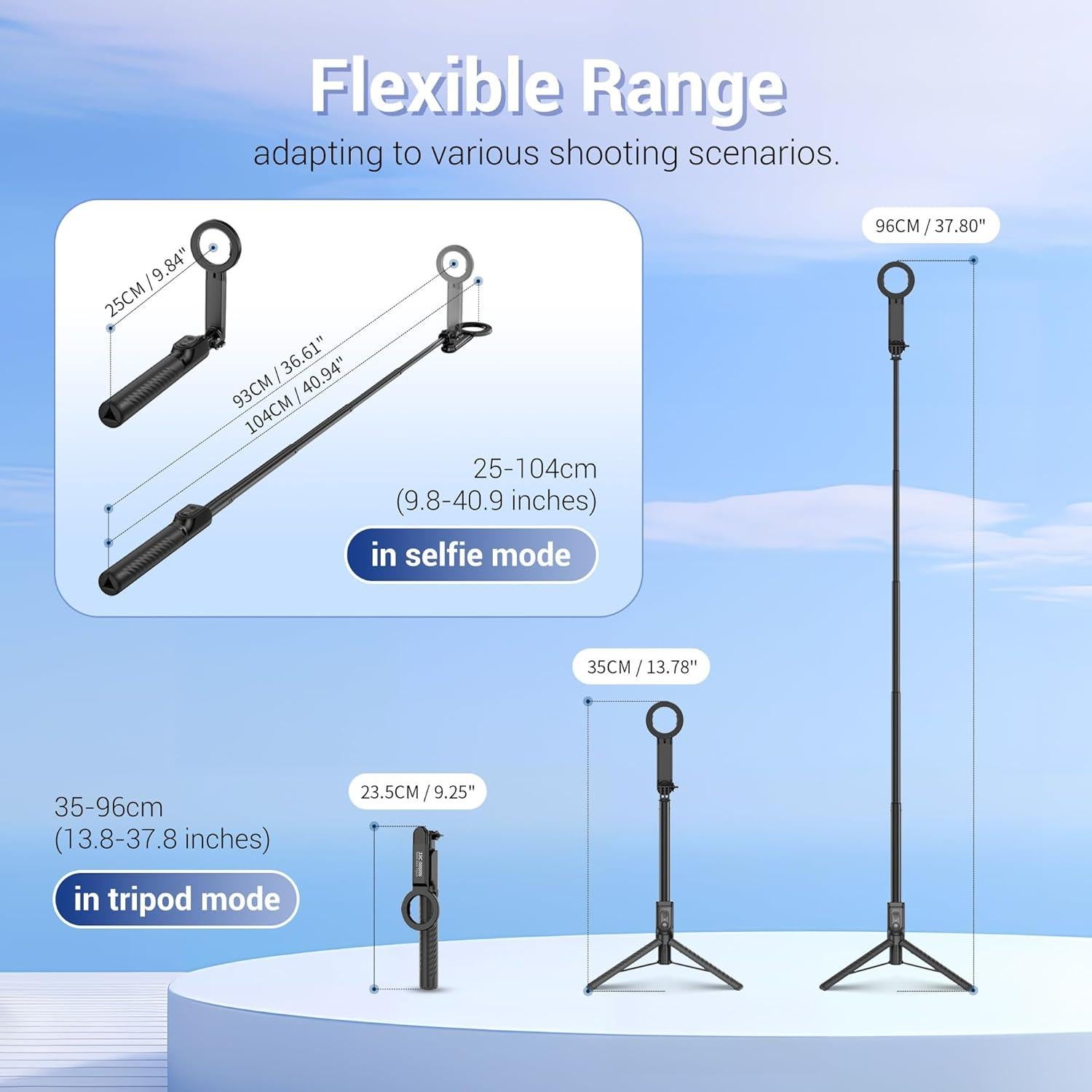 Trípode de Selfie Magnético Jinjiacheng 25-104cm Control Remoto