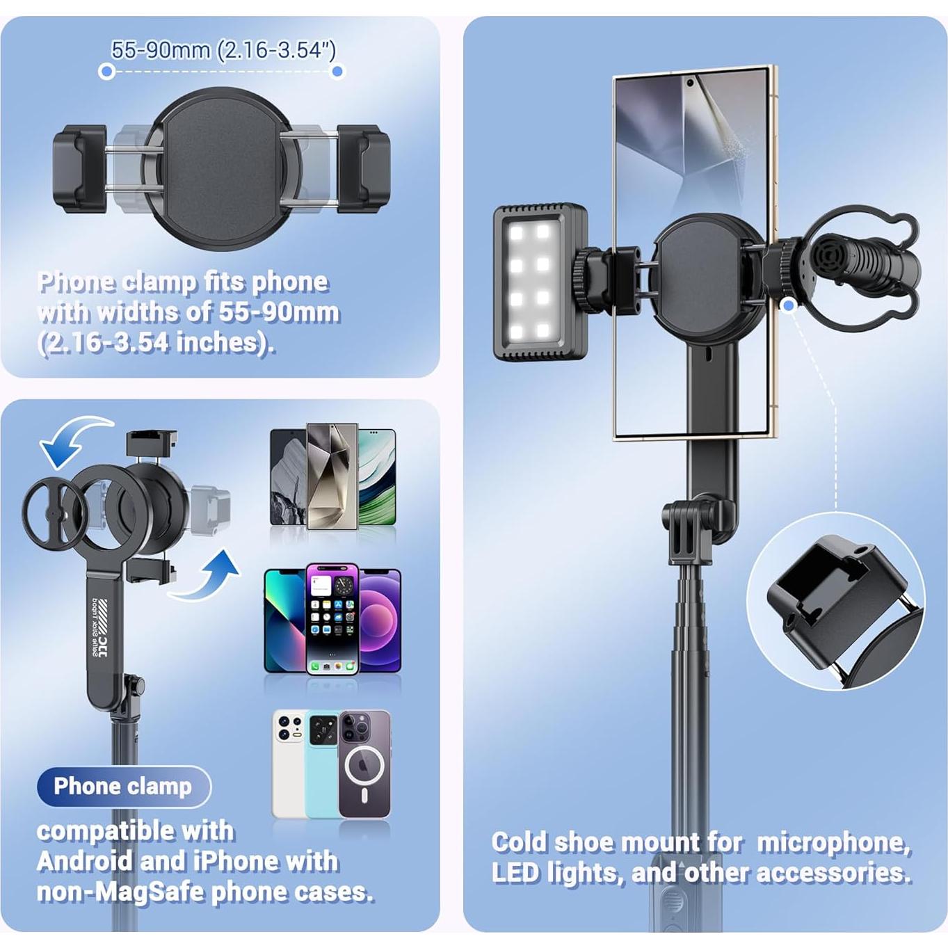 Trípode de Selfie Magnético Jinjiacheng 25-104cm Control Remoto