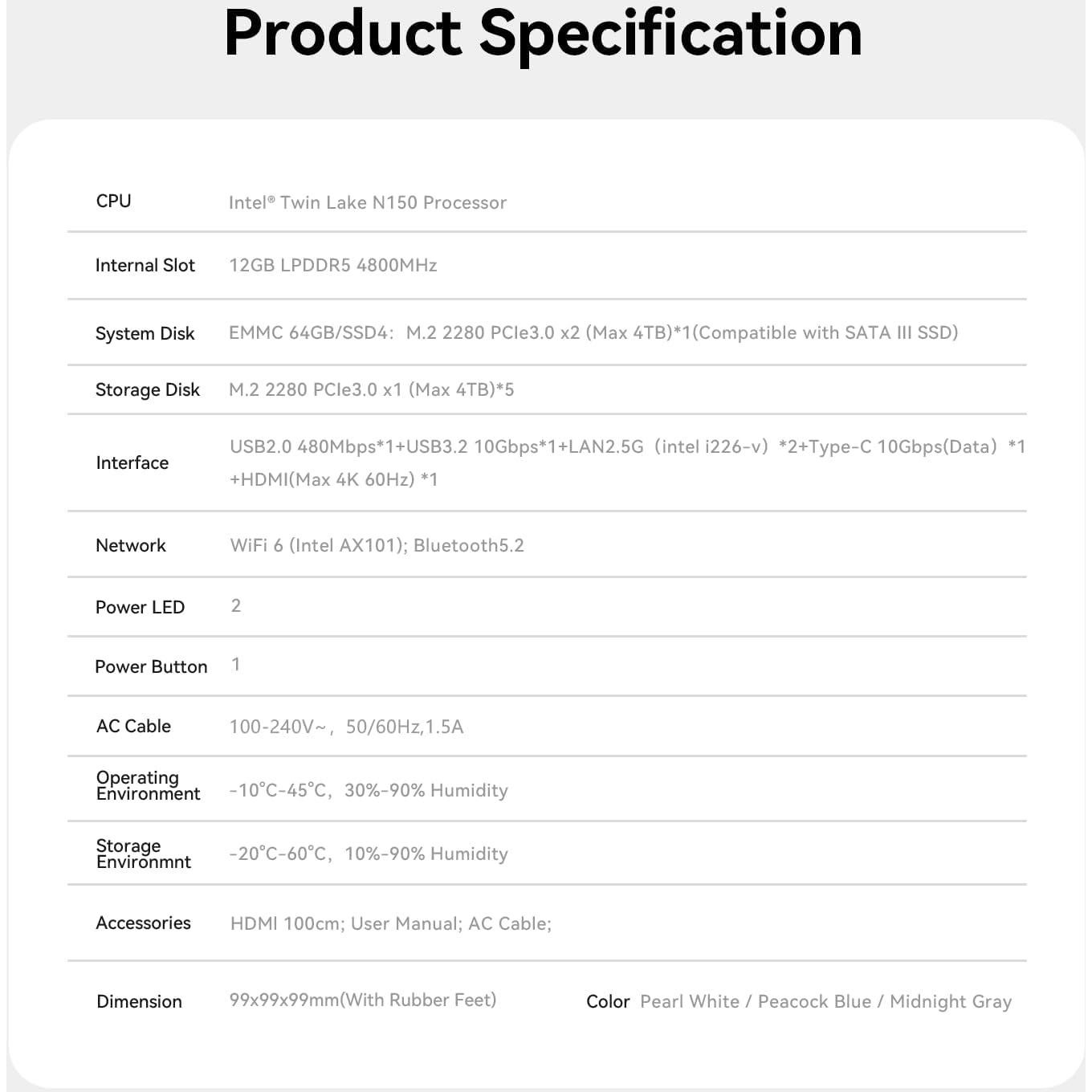 Mini PC Beelink ME N150, 12GB RAM, 2TB SSD, 4K