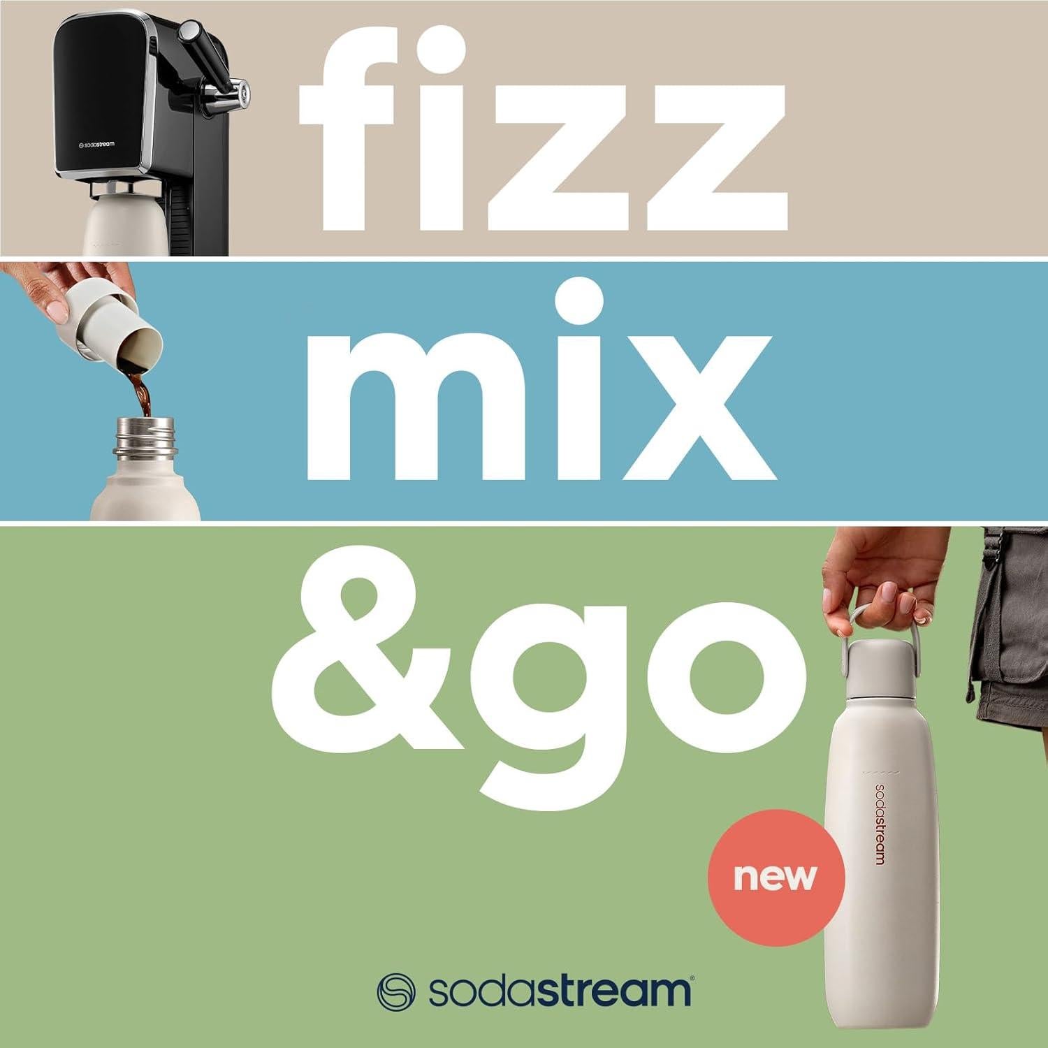 Botella SodaStream Fizz & Go Acero Inoxidable 0.9L Arena