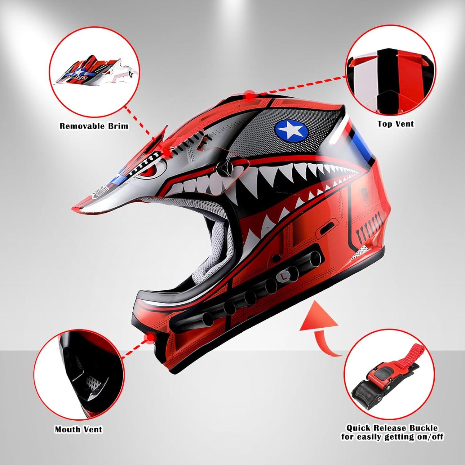 Casco Motocross Power Gear HBOY Shark Rojo Medio