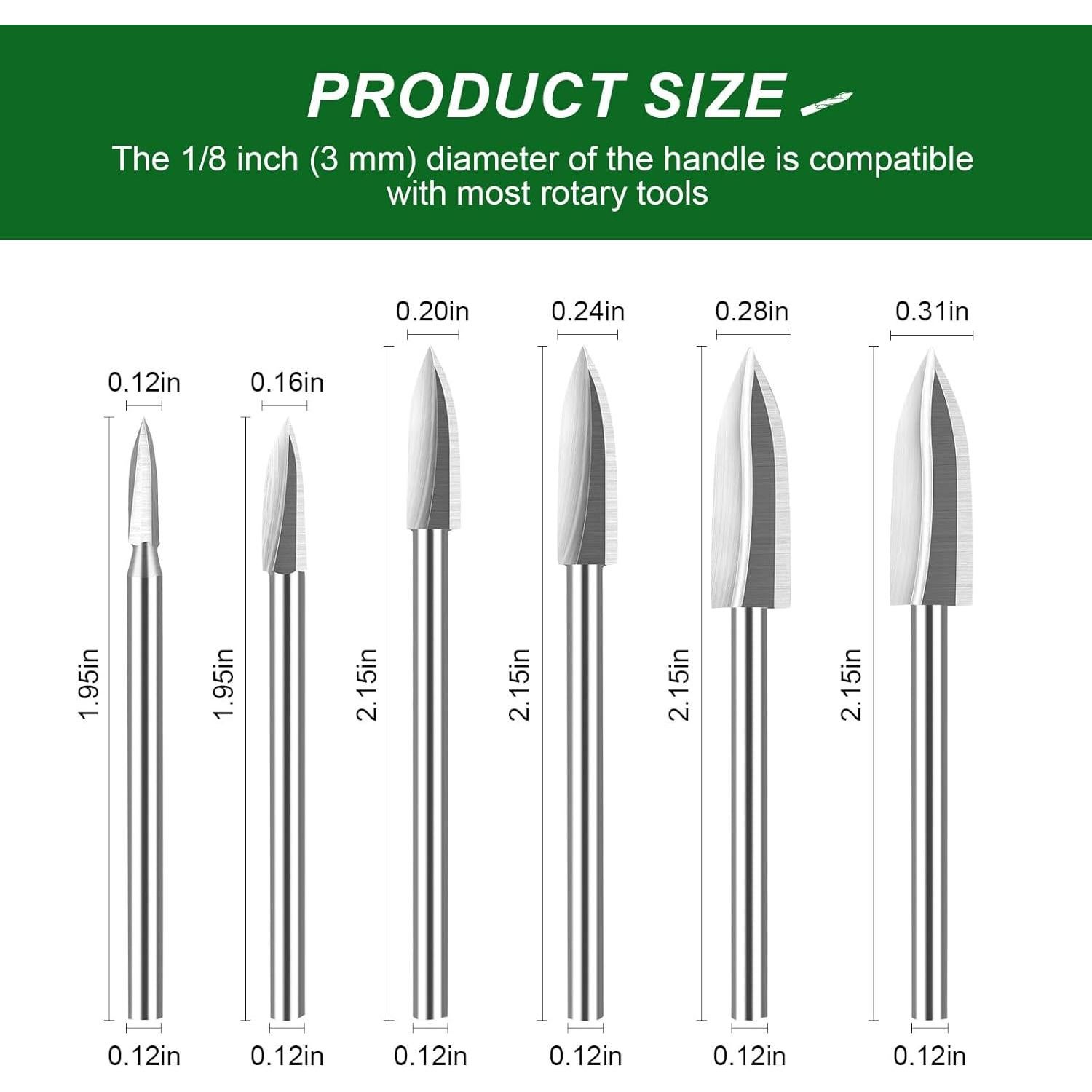 Juego de 6 Puntas de Tallado en Madera FFyeiiy 3mm HSS