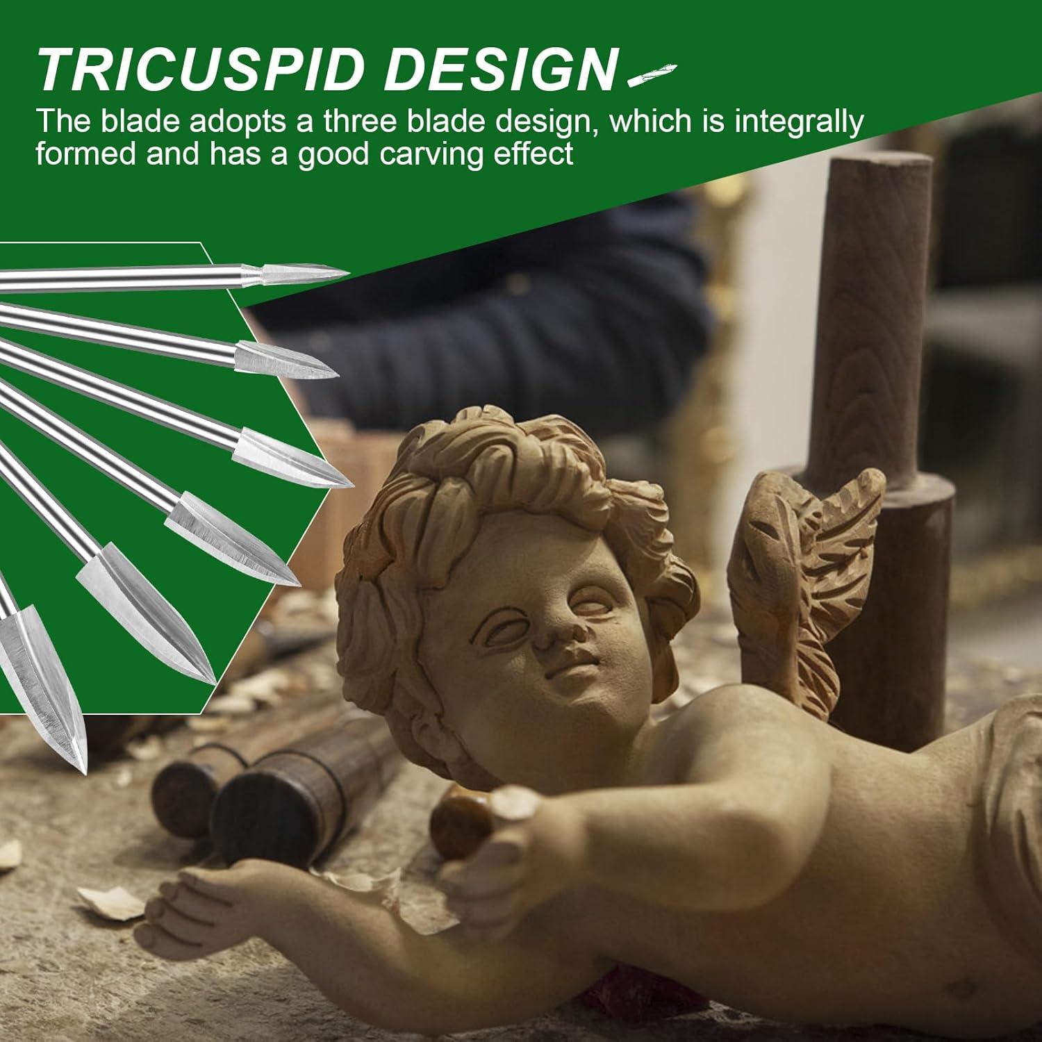 Juego de 6 Puntas de Tallado en Madera FFyeiiy 3mm HSS