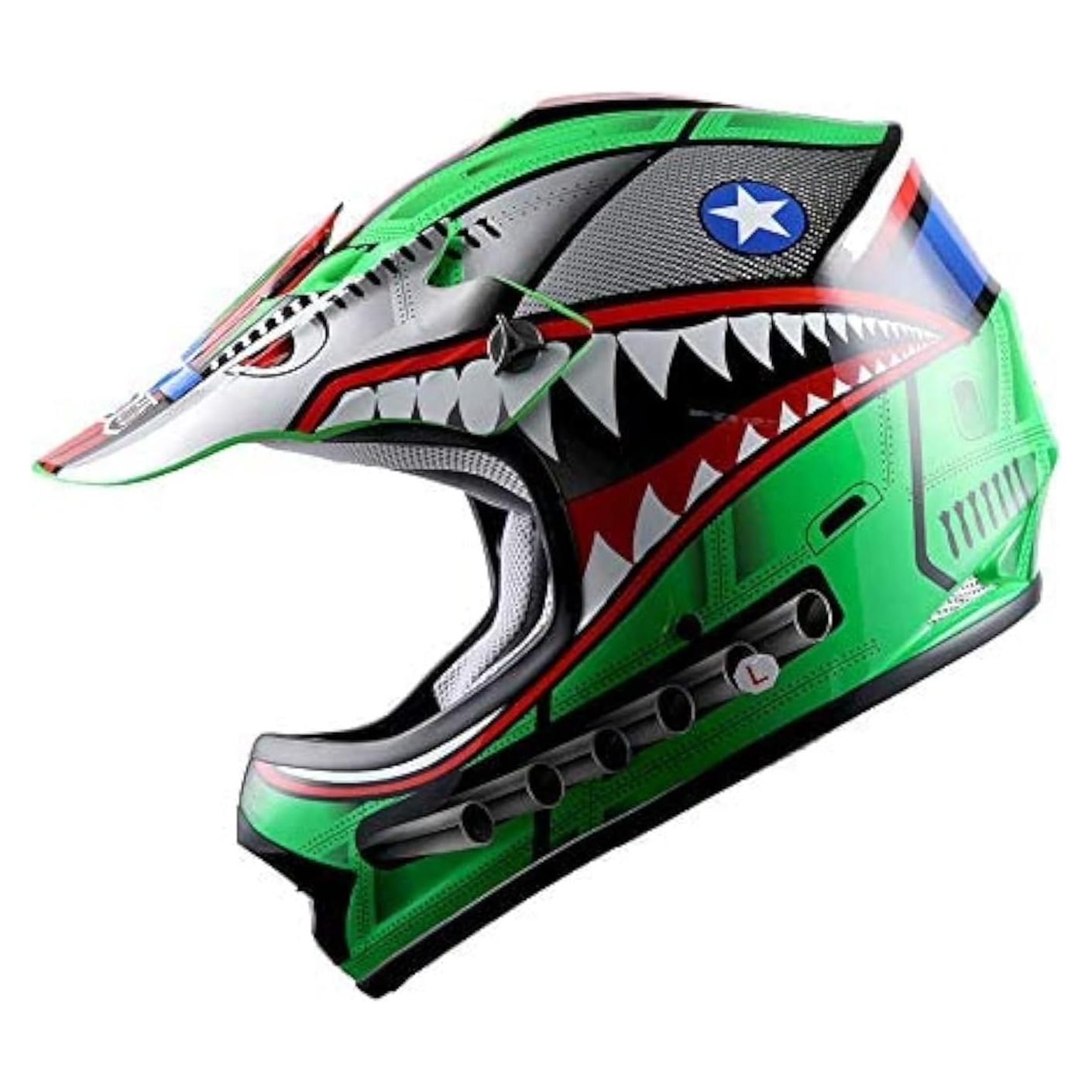 Casco Motocross Power Gear HBOY Shark Verde Grande