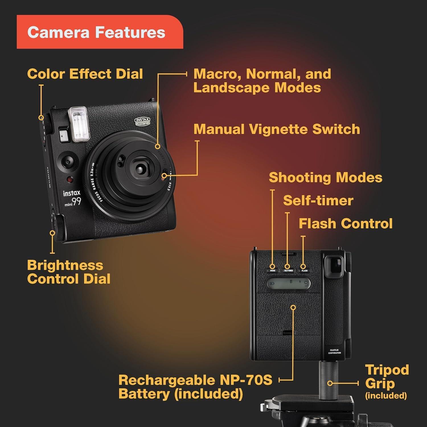 Cámara Instantánea Fujifilm Instax Mini 99 Negra + 40 Hojas