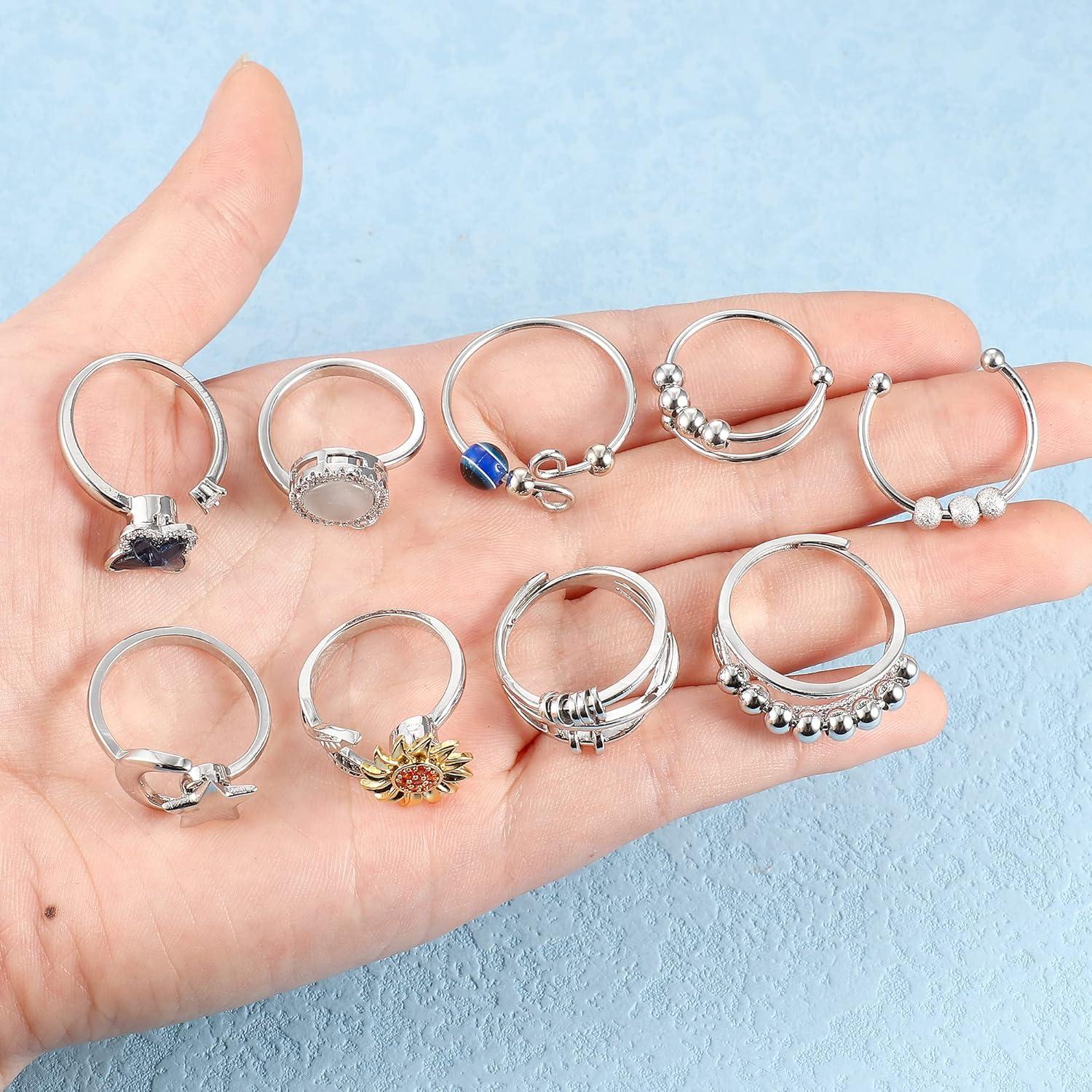 Anillos Antiestrés FIBO STEEL 9 Pcs Ajustables para Mujeres
