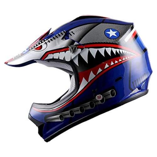 Casco Motocross Kids Power Gear Shark Azul Grande