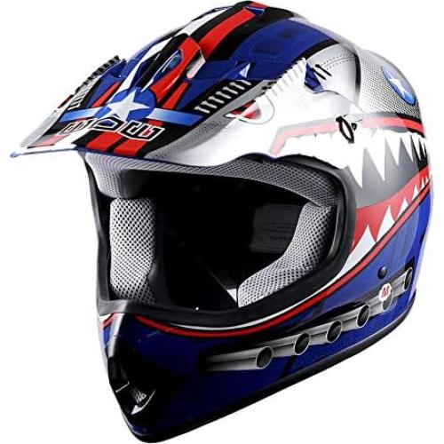 Casco Motocross Kids Power Gear Shark Azul Grande