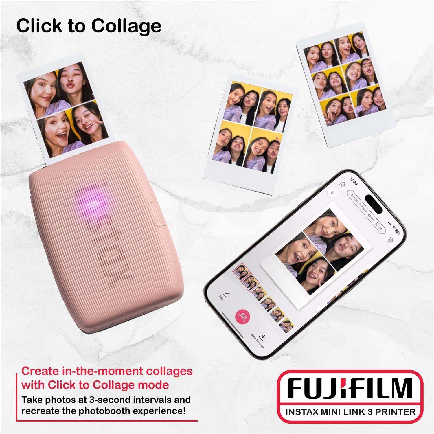 Impresora Fujifilm Instax Mini Link 3 Rosa + 40 Hojas Película