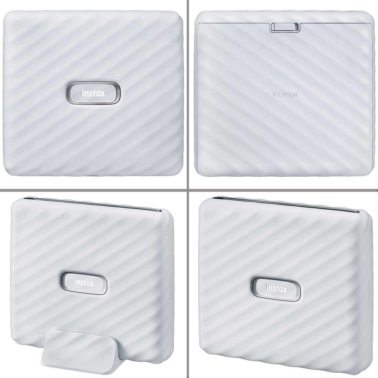 Instax Link Wide Printer Ash White Bundle with Fuji Wide Twin Pack Instant Film + Cloth