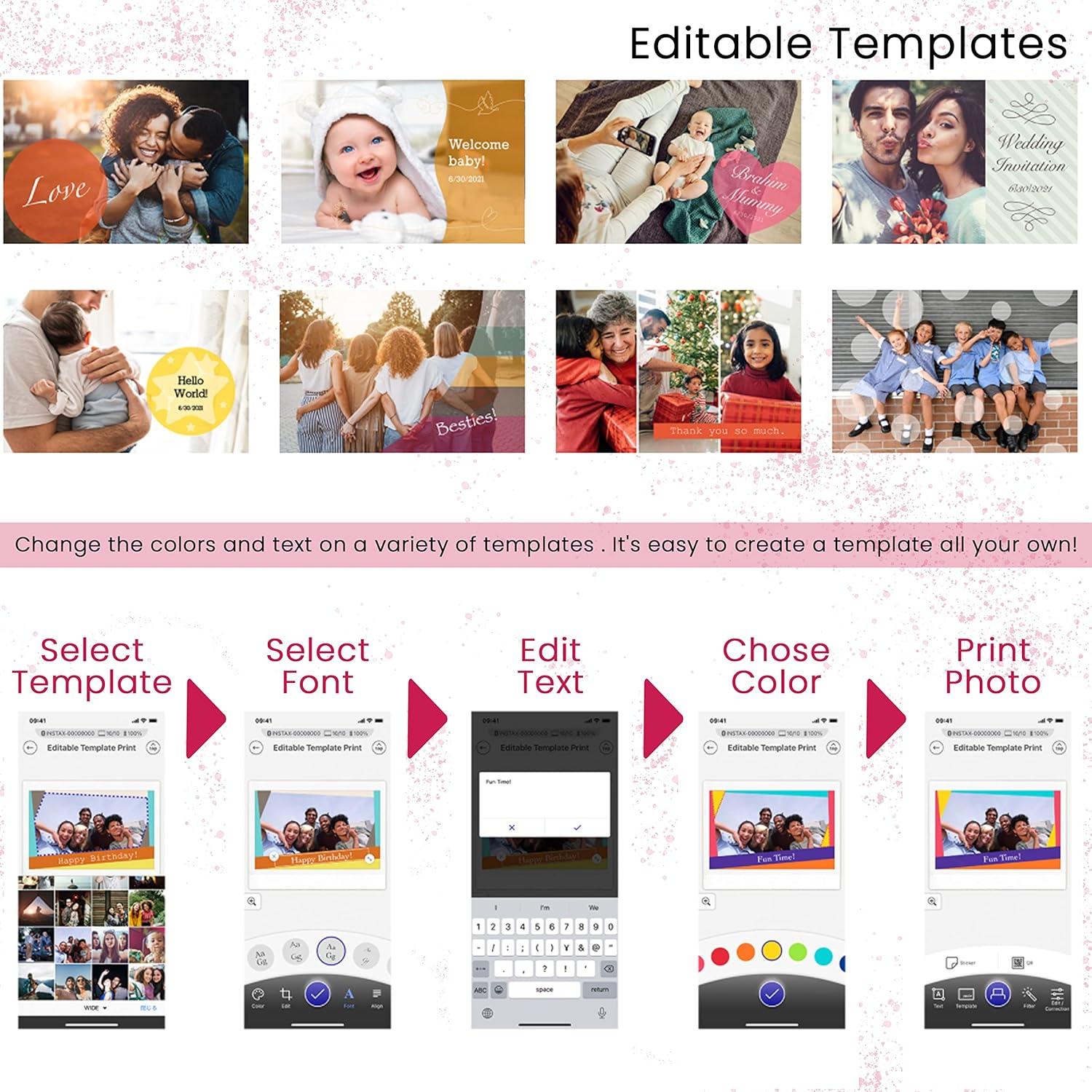 Instax Link Wide Printer Ash White Bundle with Fuji Wide Twin Pack Instant Film + Cloth