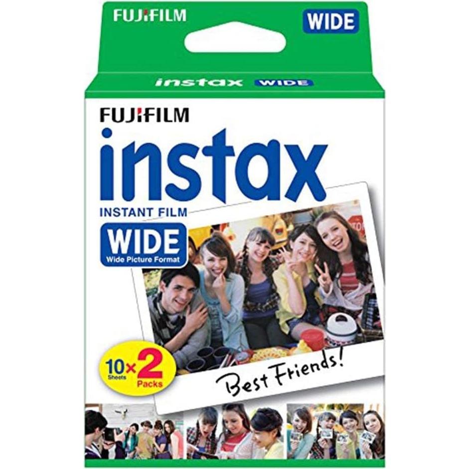 Instax Link Wide Printer Ash White Bundle with Fuji Wide Twin Pack Instant Film + Cloth