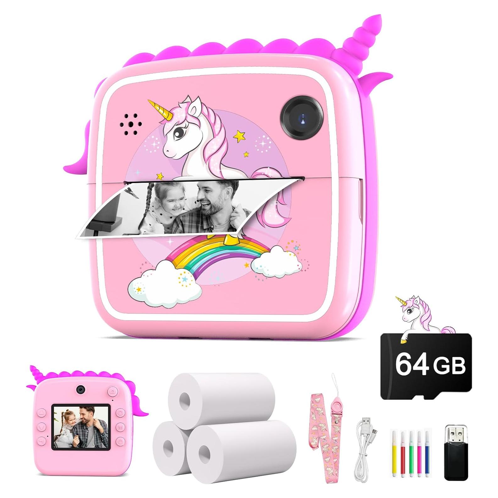 Cámara Digital Instantánea DuoDuoSnap 50MP 64GB Niños Unicornio