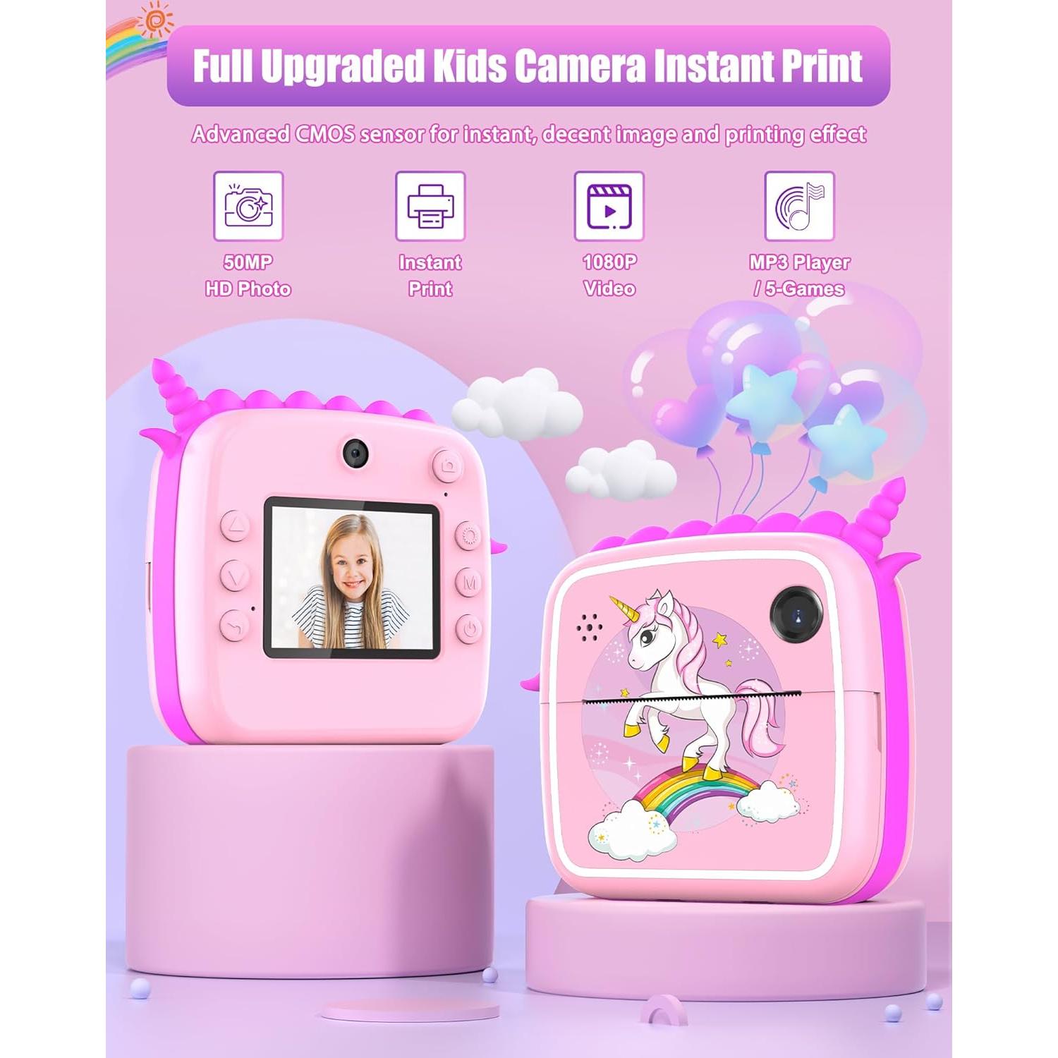Cámara Digital Instantánea DuoDuoSnap 50MP 64GB Niños Unicornio