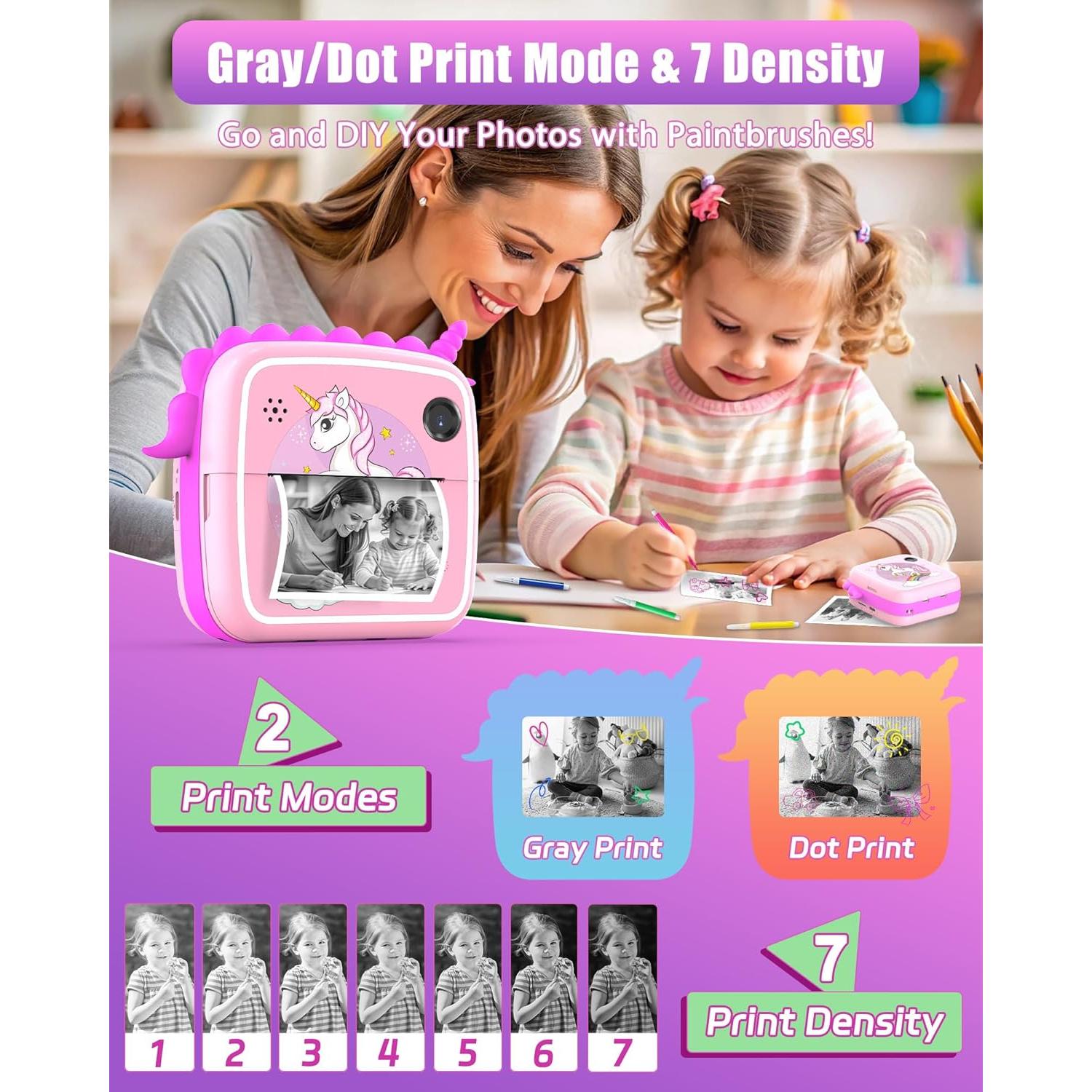 Cámara Digital Instantánea DuoDuoSnap 50MP 64GB Niños Unicornio