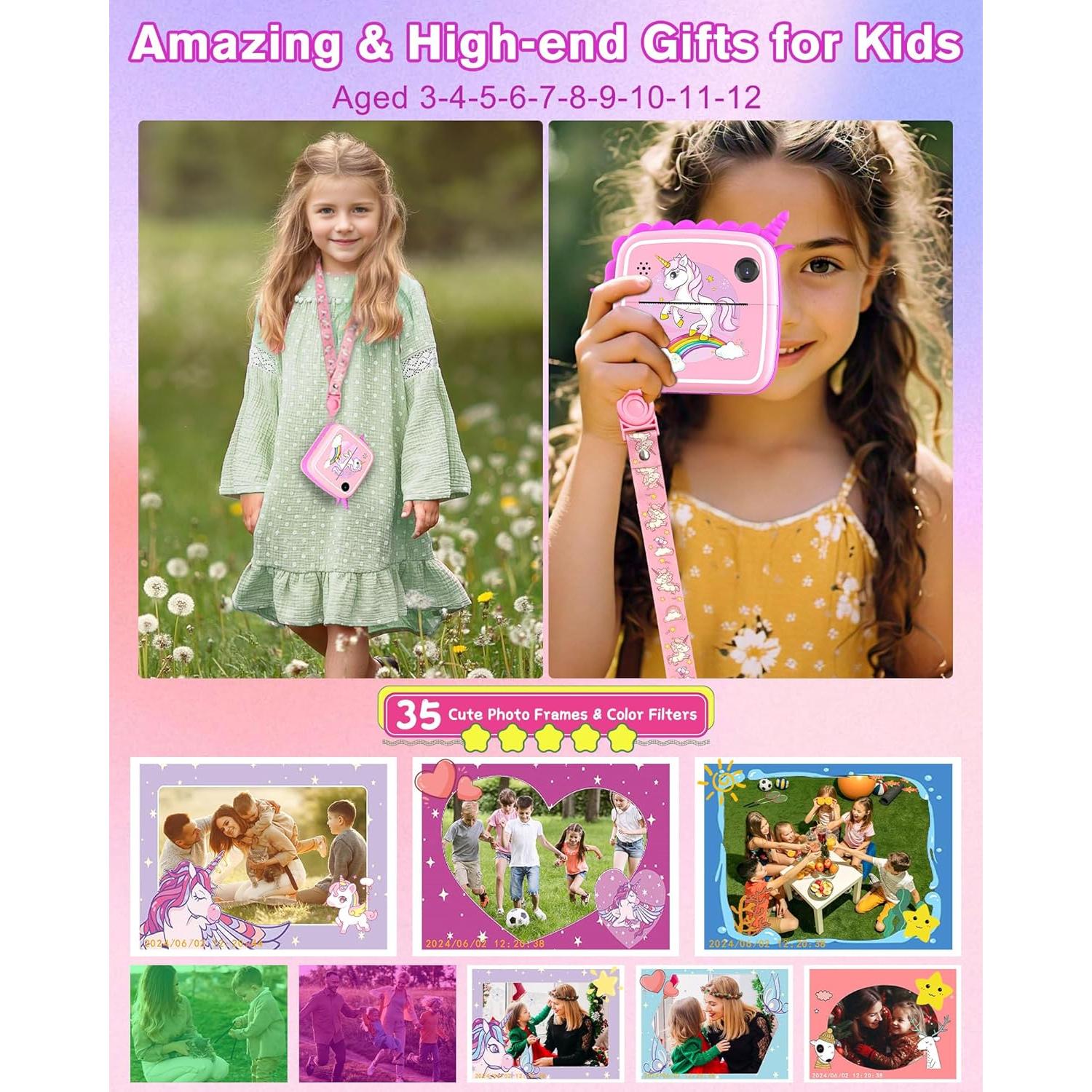 Cámara Digital Instantánea DuoDuoSnap 50MP 64GB Niños Unicornio