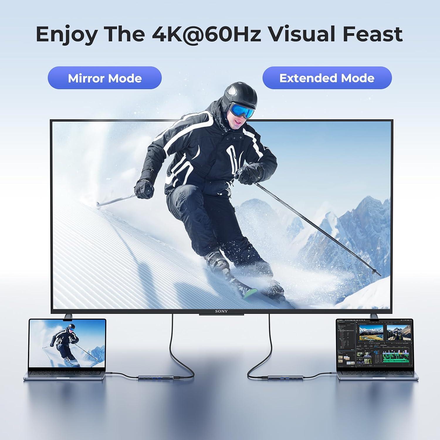 Hub USB C RayCue 7 en 1 HDMI 4K 100W 5Gbps para MacBook