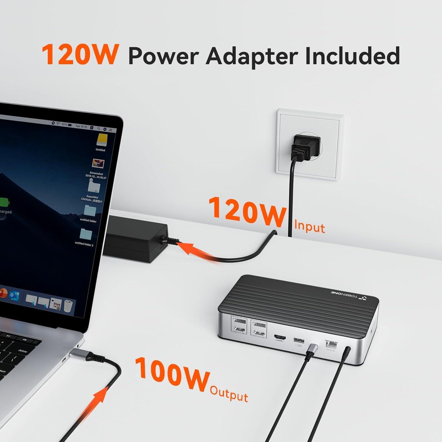 Estación de Acoplamiento TobenONE USB-C 17 en 1 para 3 Monitores 4K