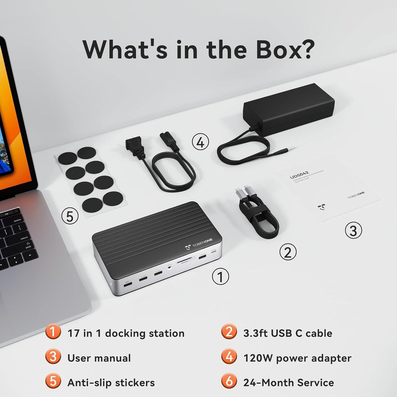 Estación de Acoplamiento TobenONE USB-C 17 en 1 para 3 Monitores 4K