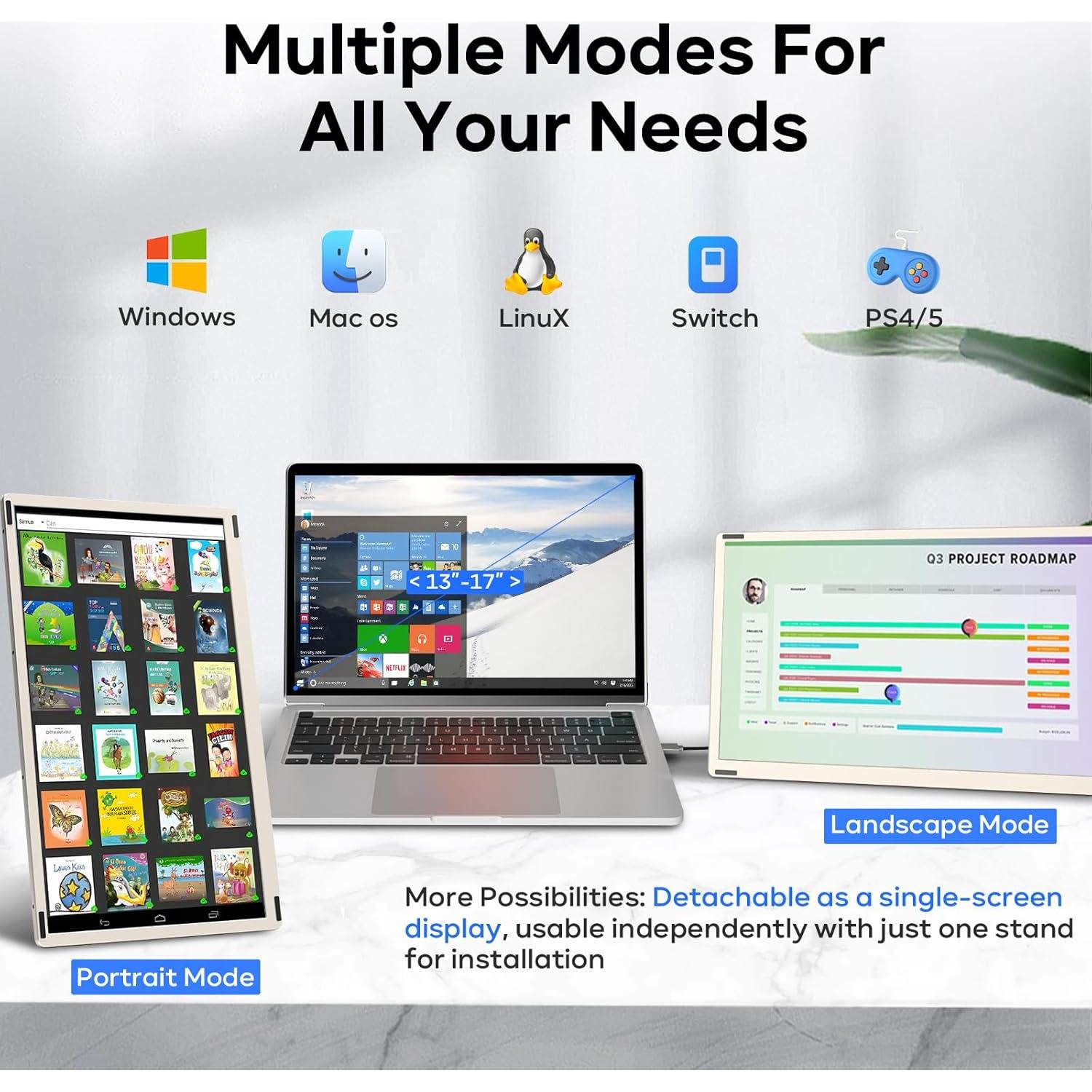 Extensor de Pantalla Triple Redalf 15.6" 1080P FHD para Laptop