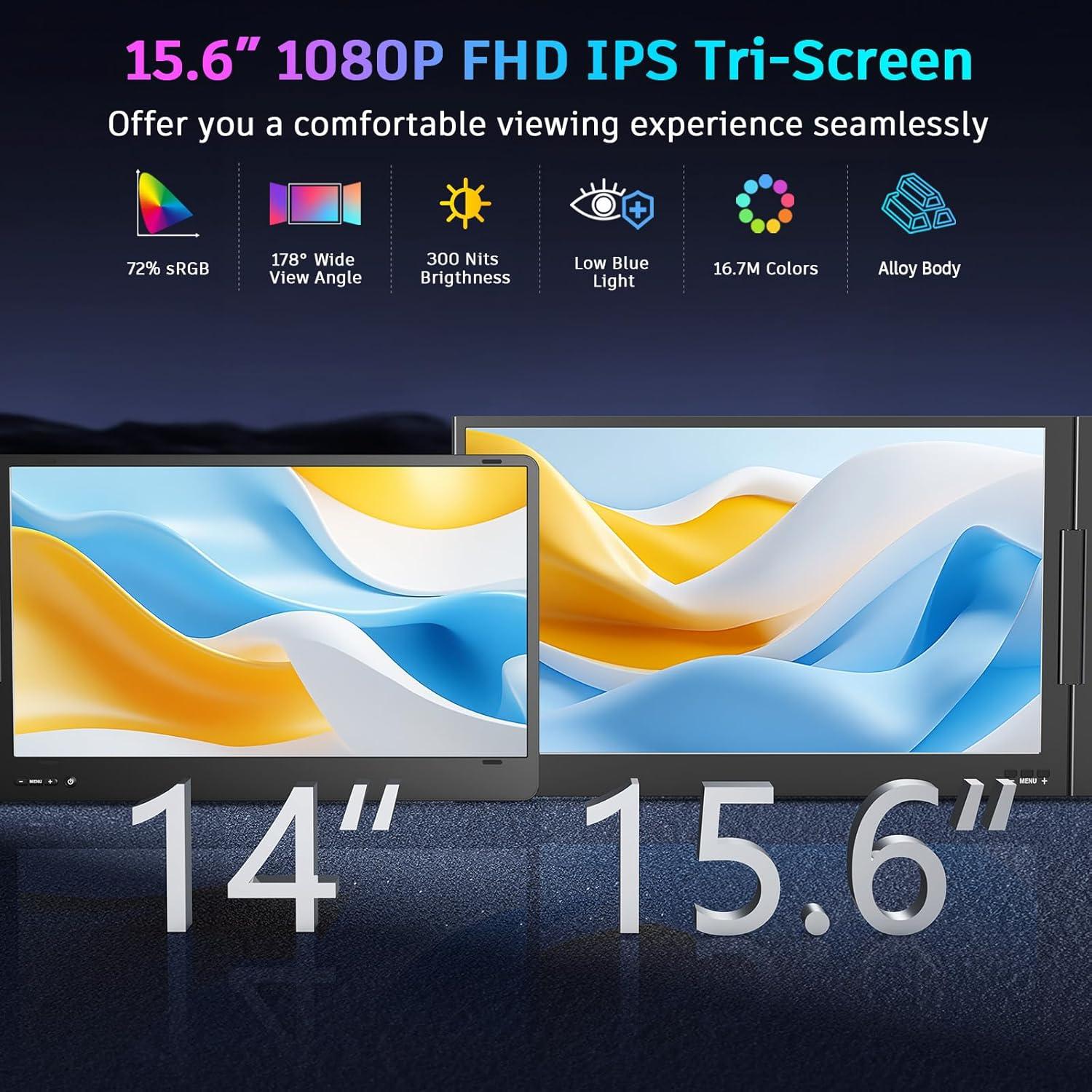 Extensor de Pantalla Triple QQH Z80A 15.6" FHD USB-C