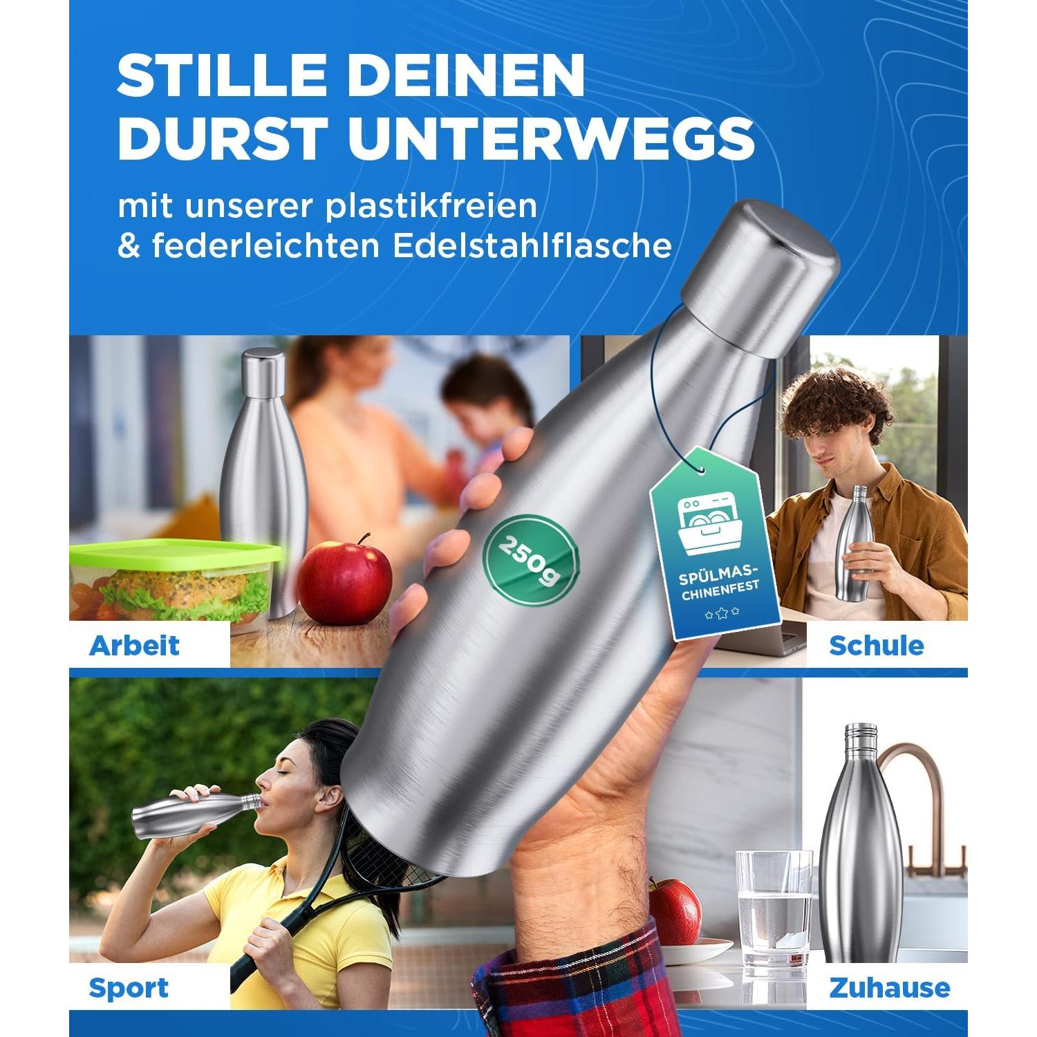 Botella de Acero Inoxidable MATE OF STEEL 887ml a Prueba de Fugas