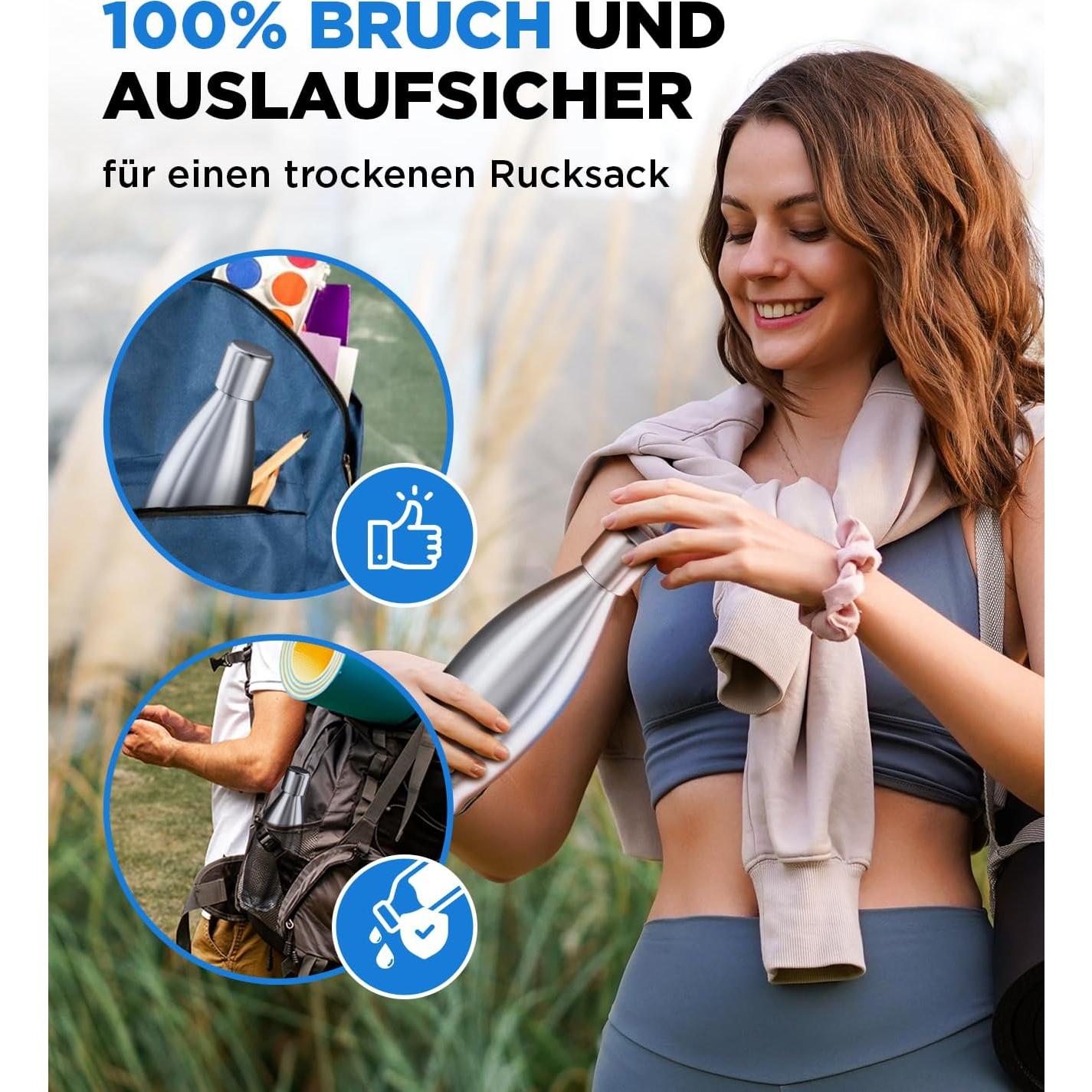 Botella de Acero Inoxidable MATE OF STEEL 887ml a Prueba de Fugas