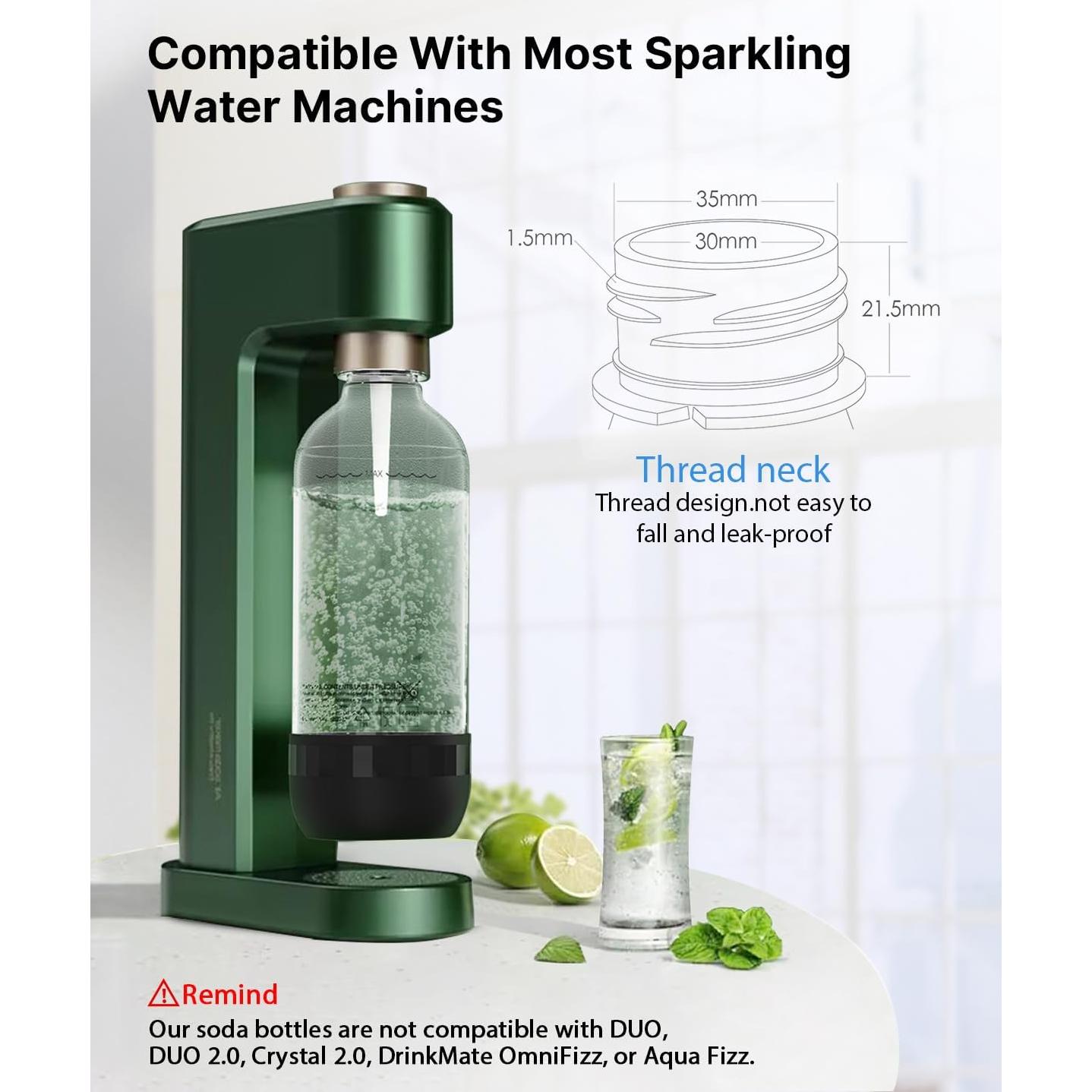 Botellas Reutilizables de Carbonatación OiDiPi 1L - Paquete de 2