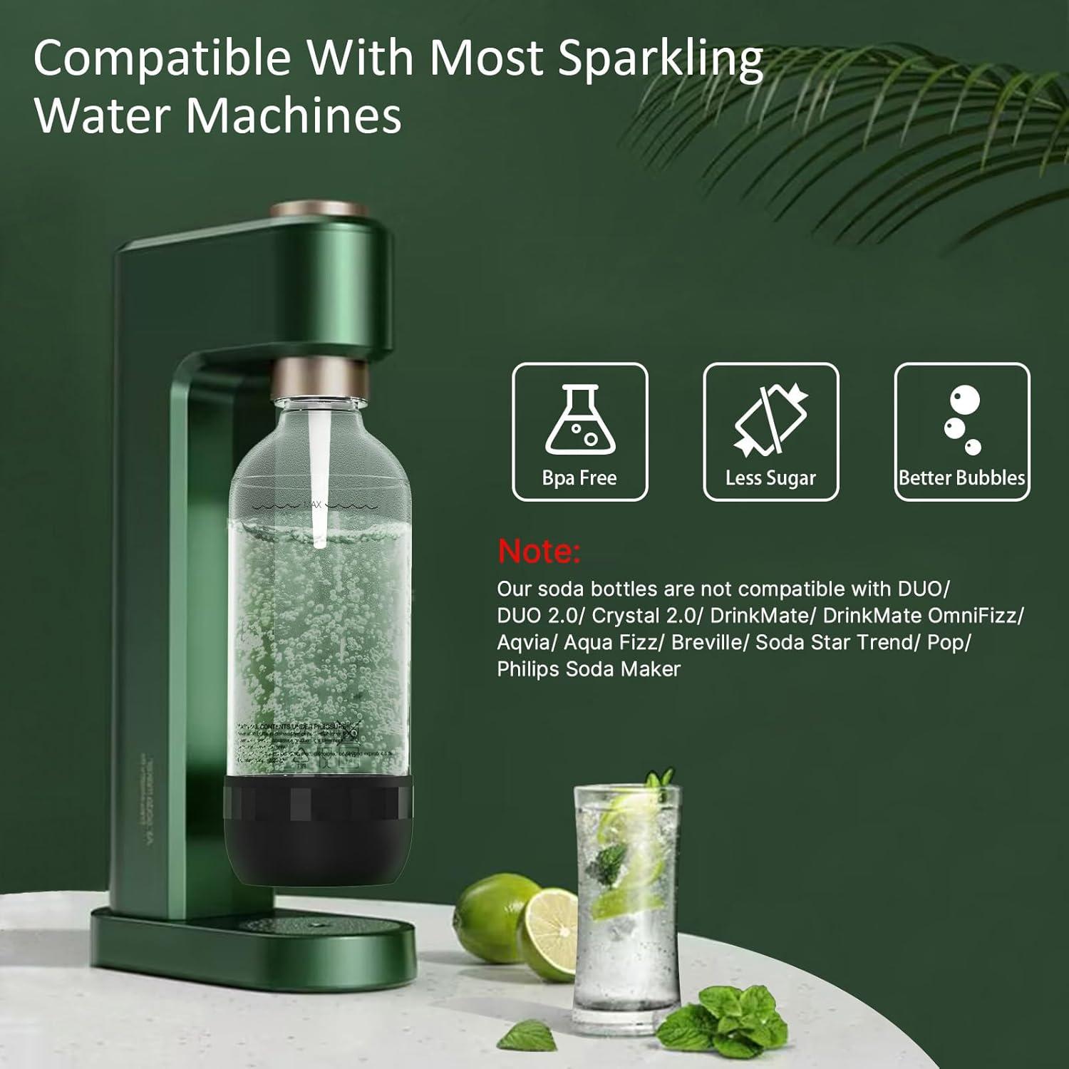 Botella Reutilizable de Soda Pinci 1L Libre de BPA - 2 Unidades