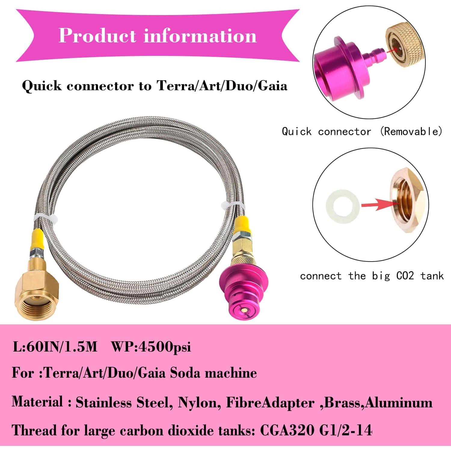 Adaptador Rápido CGA320 KUMAS para Máquina de Soda CO2 152.4cm