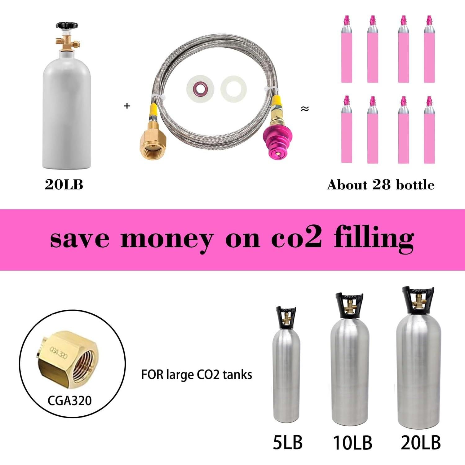 Adaptador Rápido CGA320 KUMAS para Máquina de Soda CO2 152.4cm