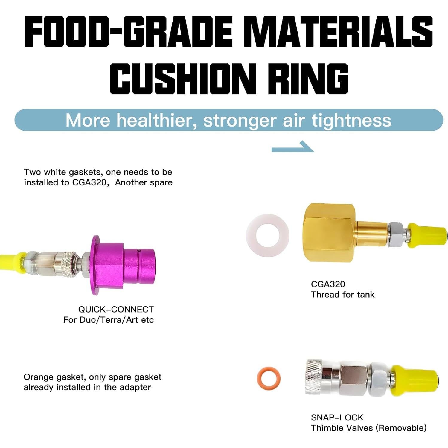 Adaptador CO2 ROVRAI para Fabricadores de Soda 60cm Negro