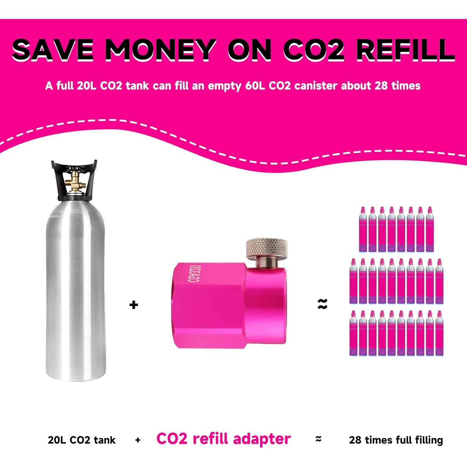 Adaptador de Recarga CO2 GURUDAR Rosa para Máquinas de Soda