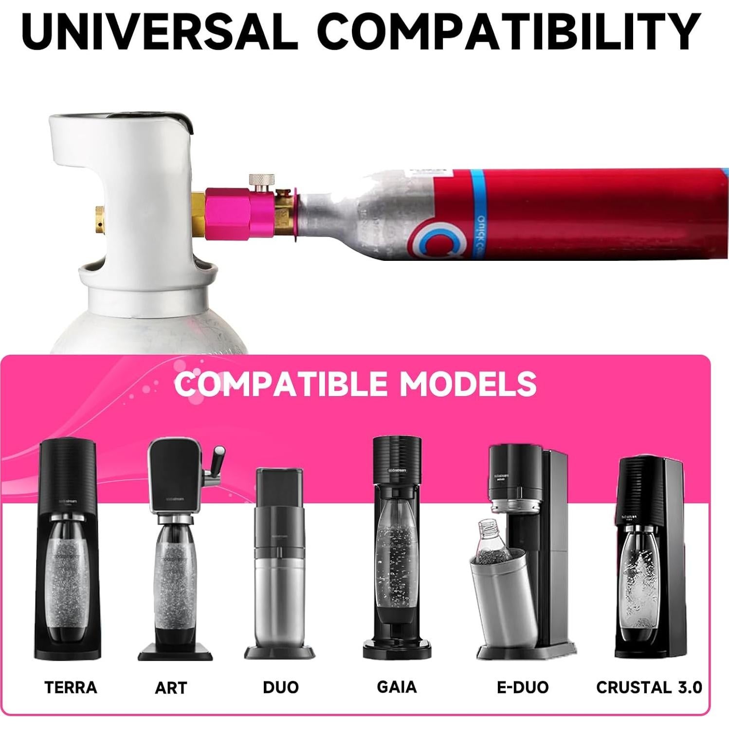 Adaptador de Recarga CO2 GURUDAR Rosa para Máquinas de Soda