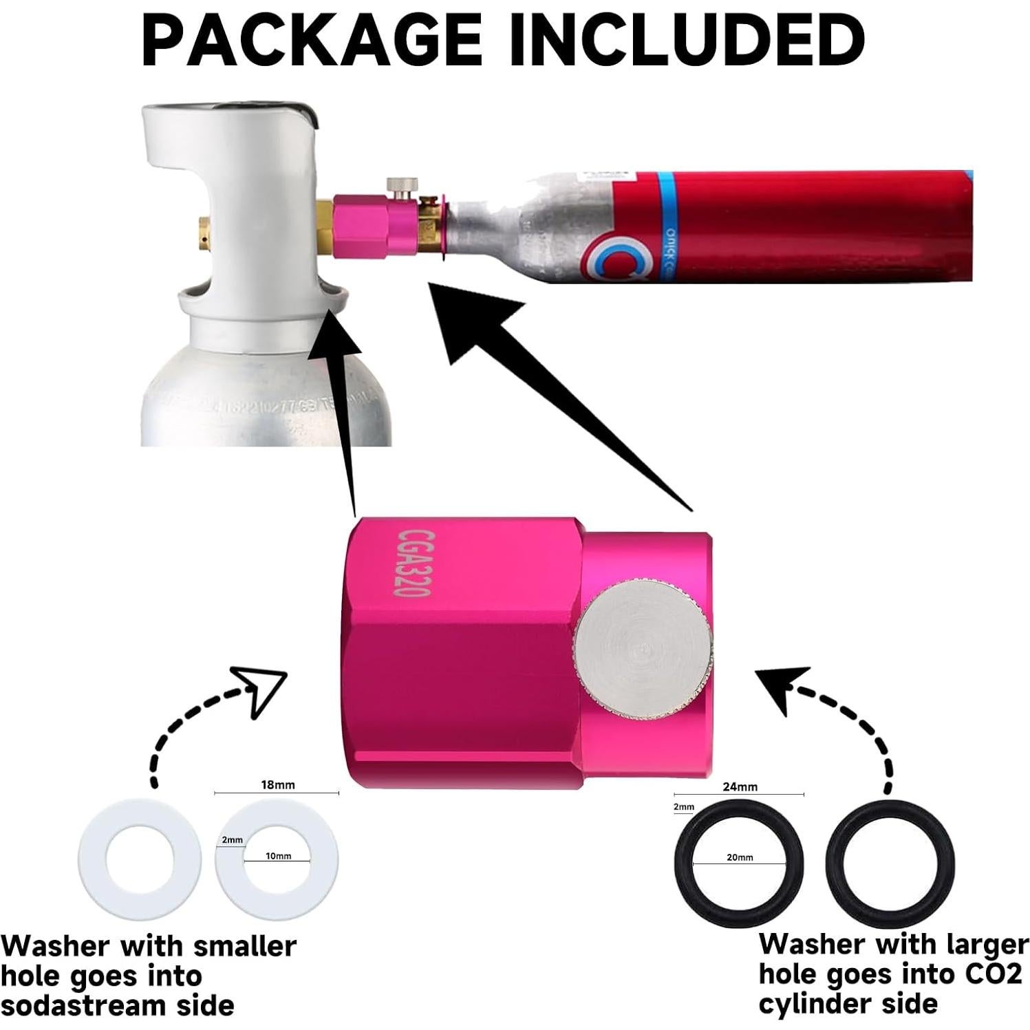 Adaptador de Recarga CO2 GURUDAR Rosa para Máquinas de Soda