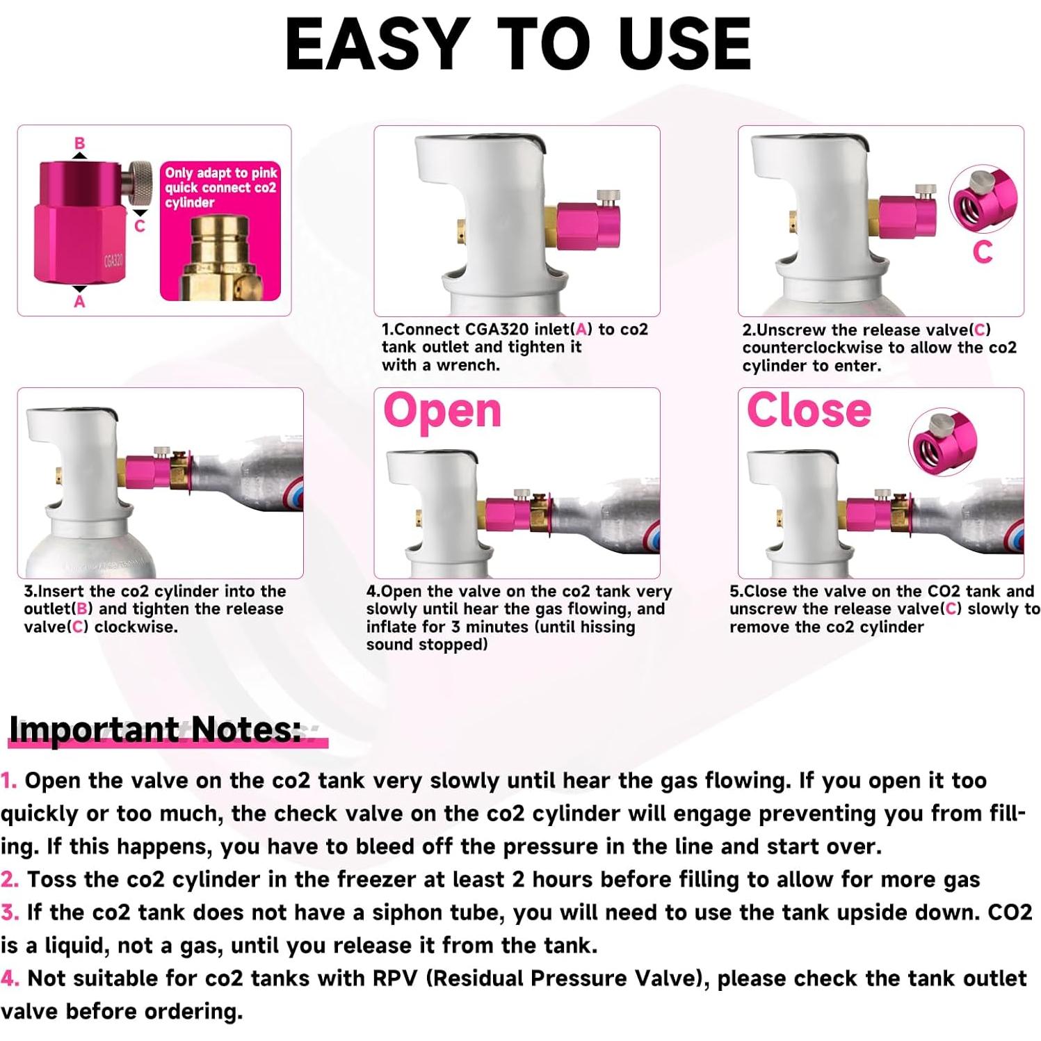 Adaptador de Recarga CO2 GURUDAR Rosa para Máquinas de Soda