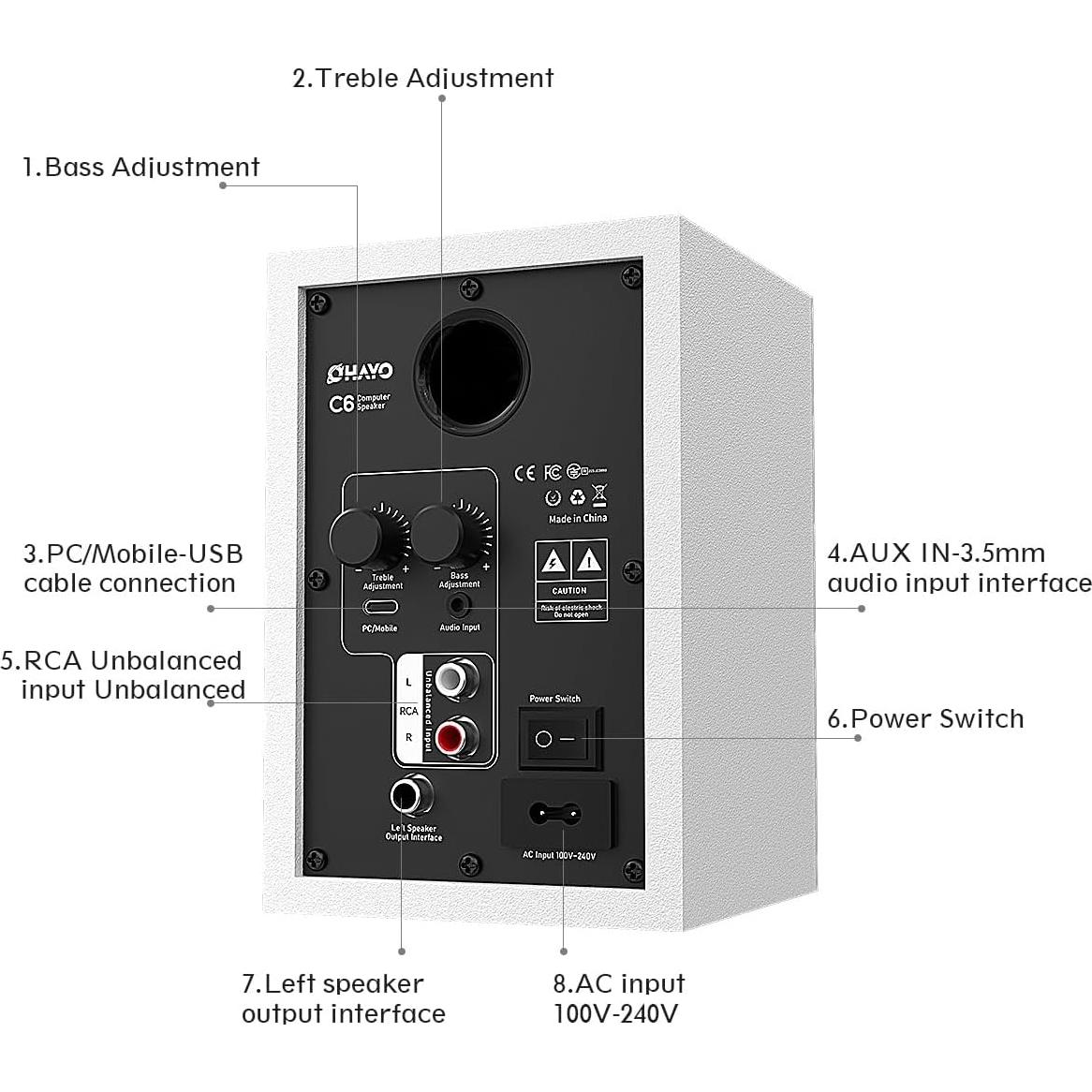 Altavoces de Computadora OHAYO C6 60W Bluetooth 5.3 Estéreo 2.0